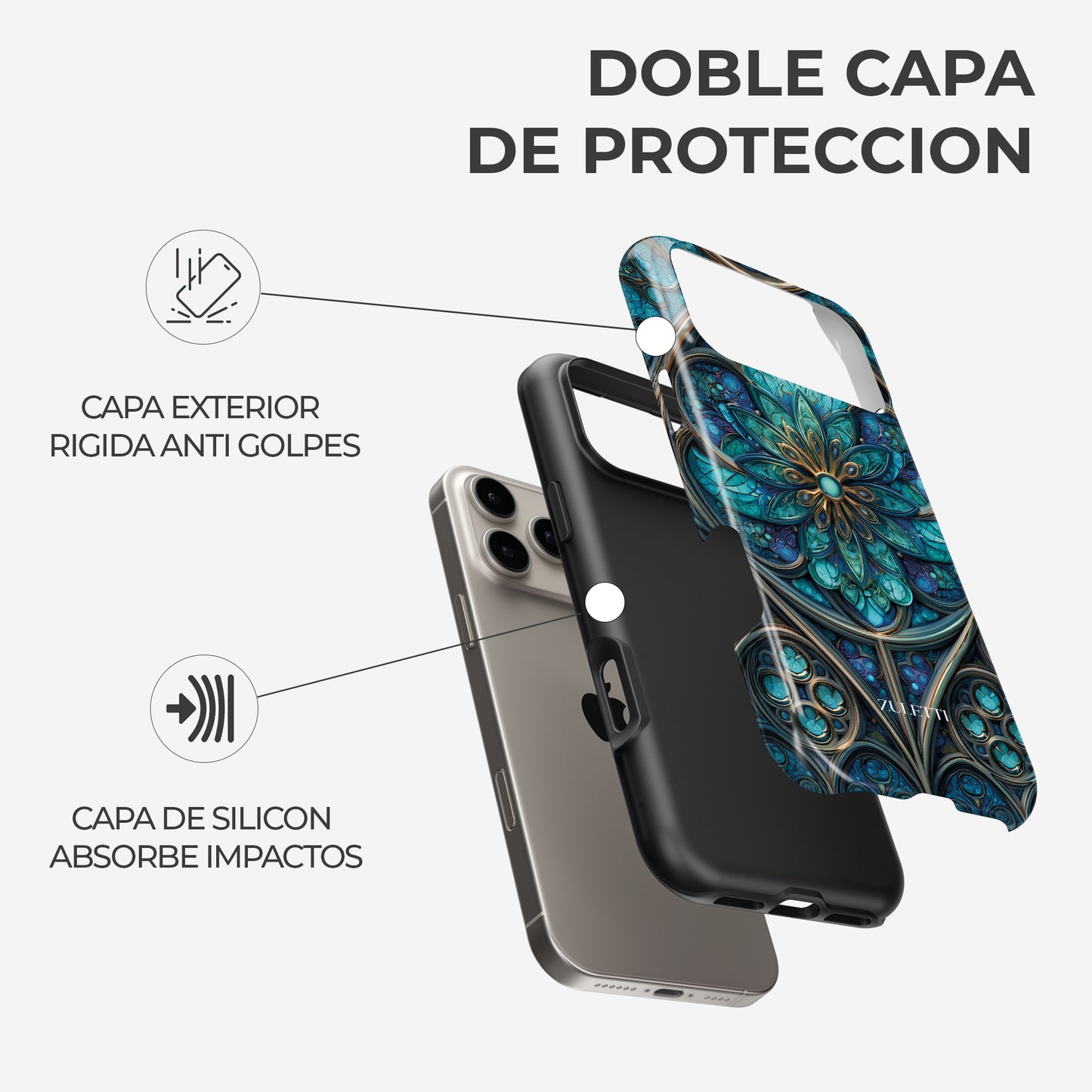 Carcasa Gothic Teal Funda de Doble Capa de Máxima protección.
