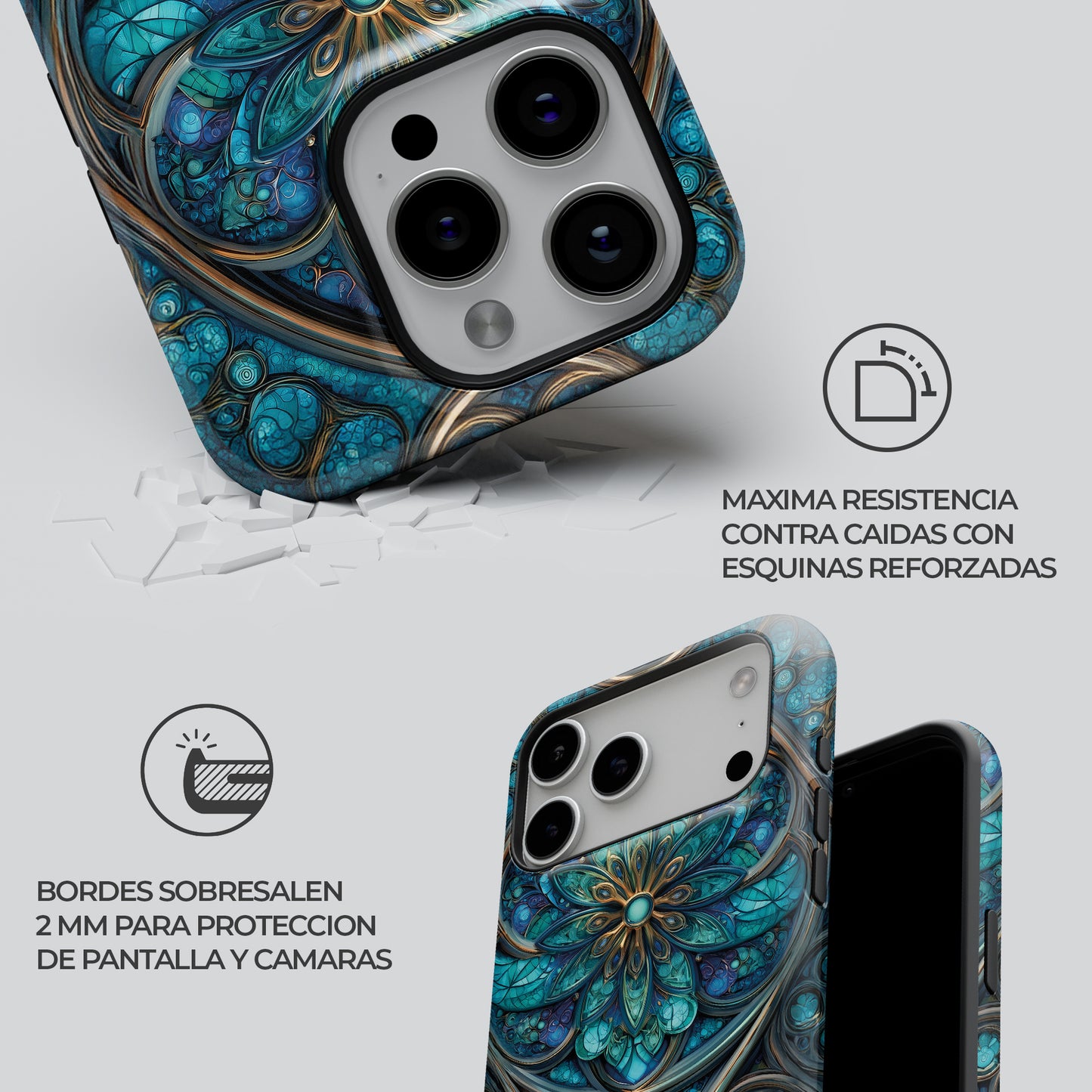 Carcasa Gothic Teal Funda de Doble Capa de Máxima protección.