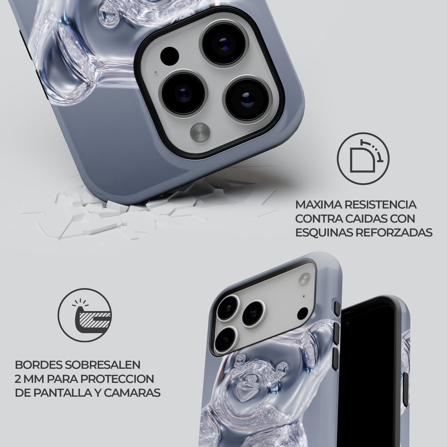 Carcasa Crystal Gummy Funda de Doble Capa de Máxima protección.