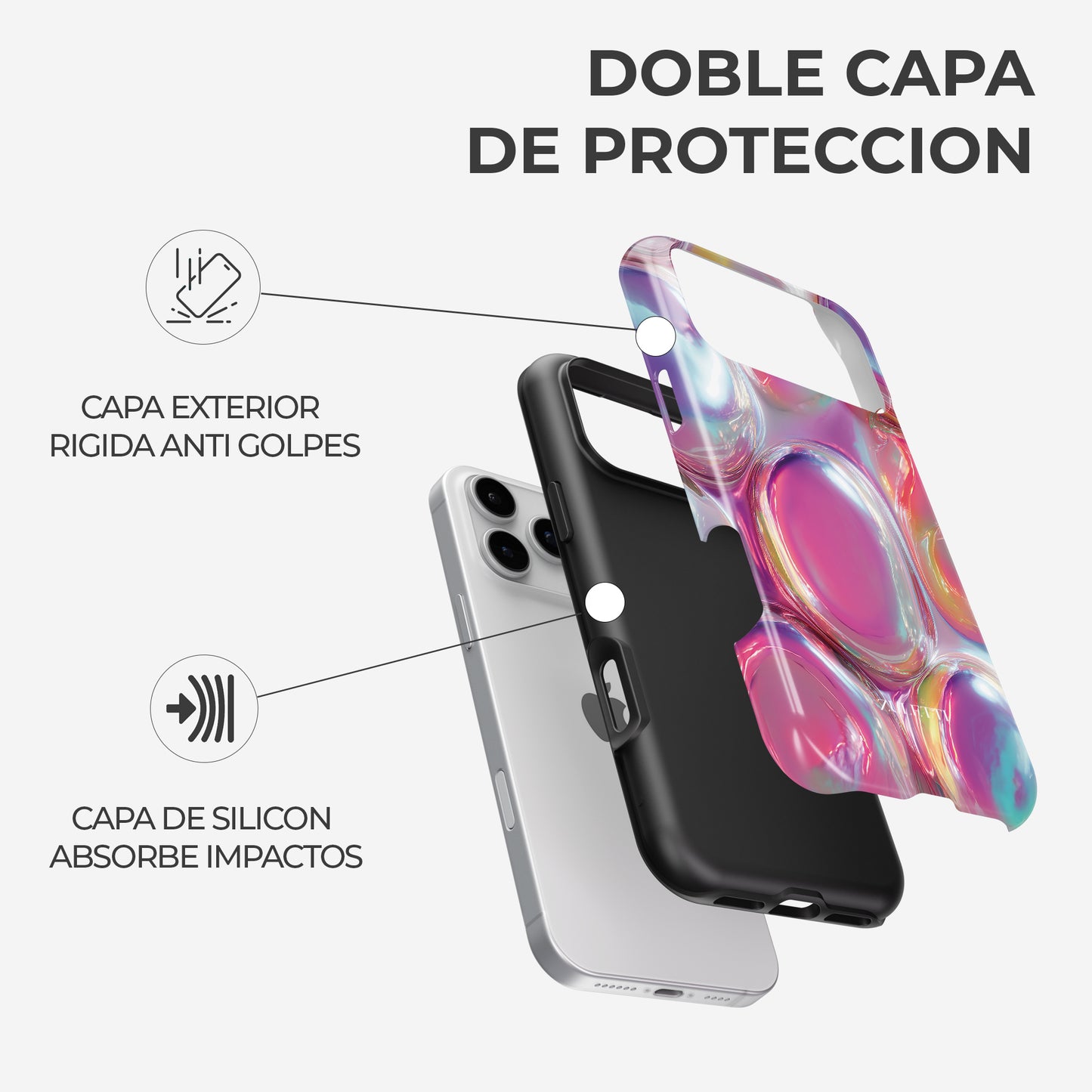 Carcasa Bubble Glam Funda de Doble Capa de Máxima protección.