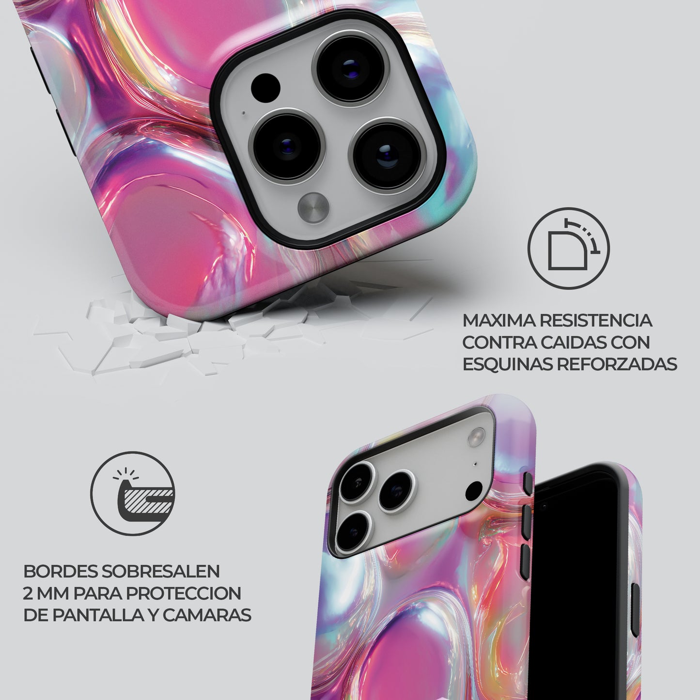 Carcasa Bubble Glam Funda de Doble Capa de Máxima protección.