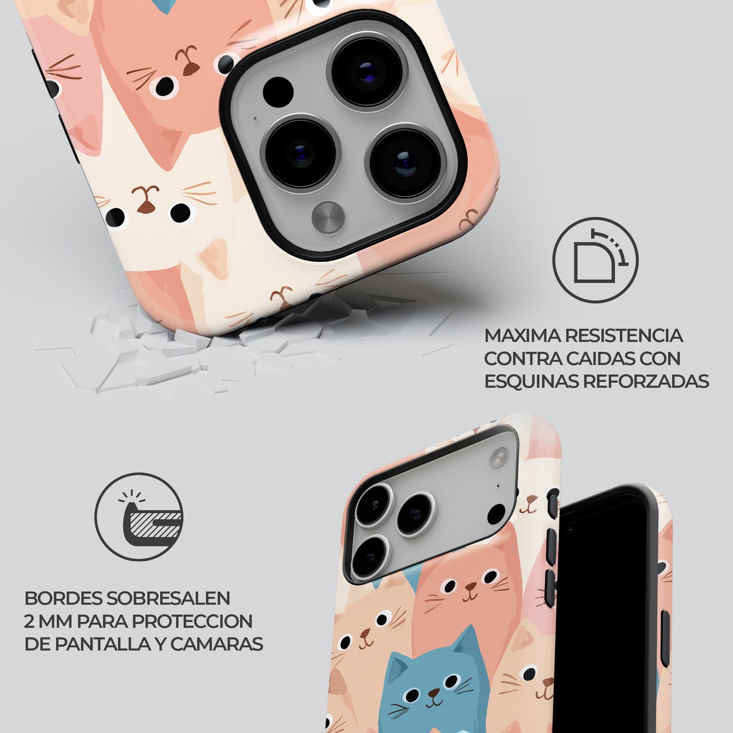 Carcasa Pastel Paws Funda de Doble Capa de Máxima protección.