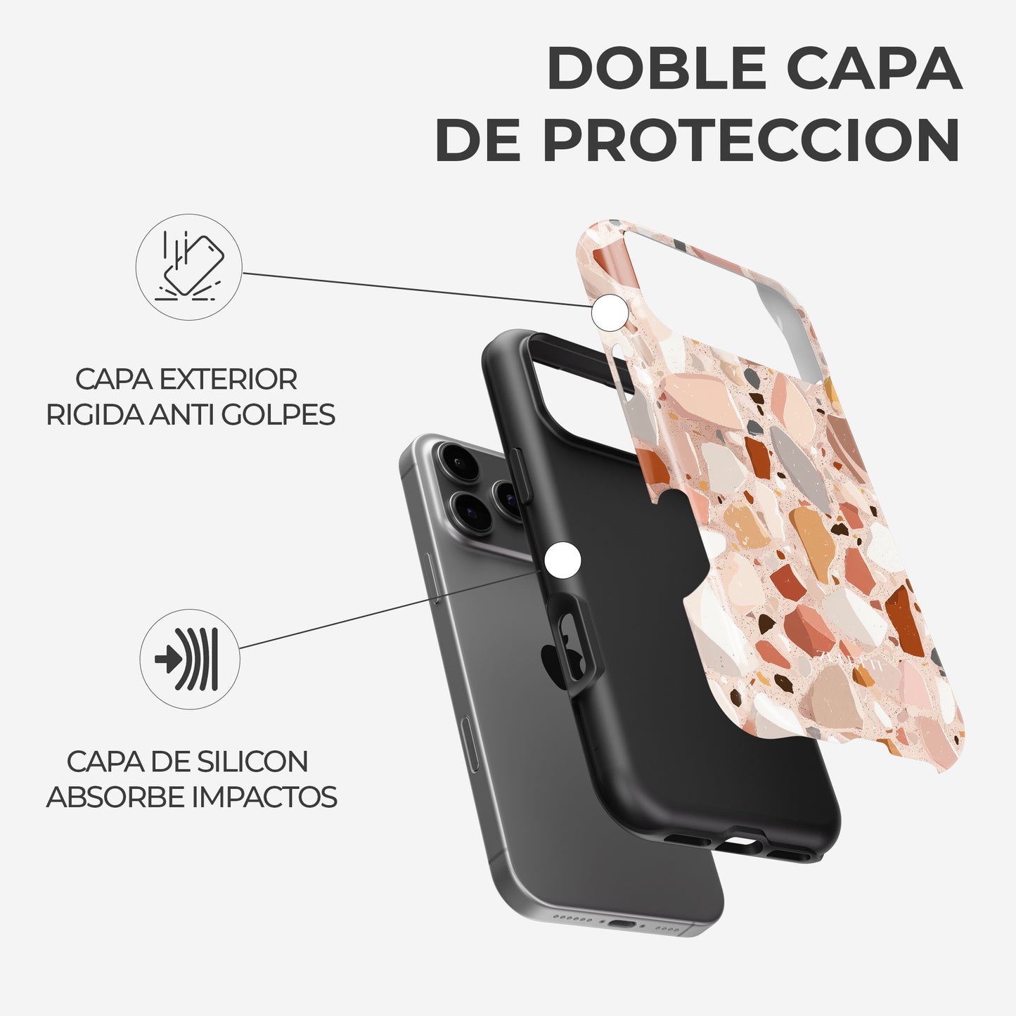 Carcasa Terrazzo Chic Funda de Doble Capa de Máxima protección.