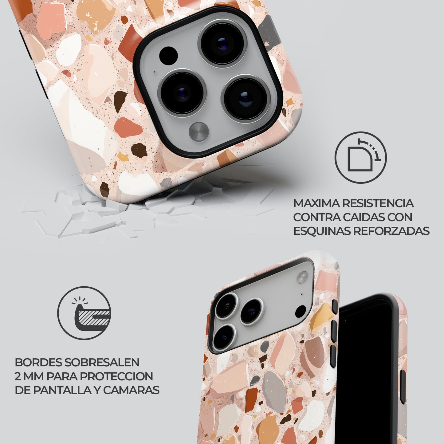 Carcasa Terrazzo Chic Funda de Doble Capa de Máxima protección.