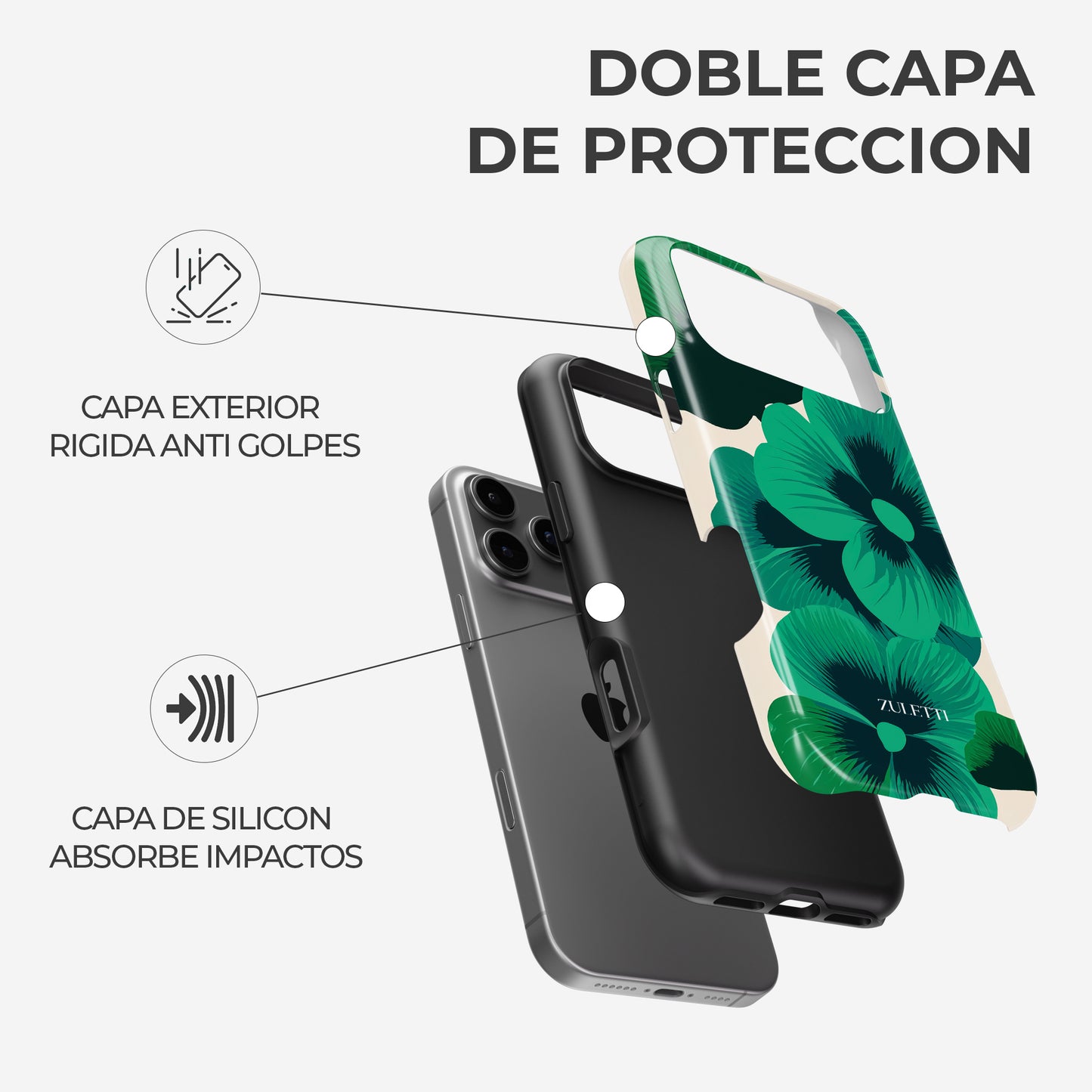 Carcasa Jade Bloom Funda de Doble Capa de Máxima protección.