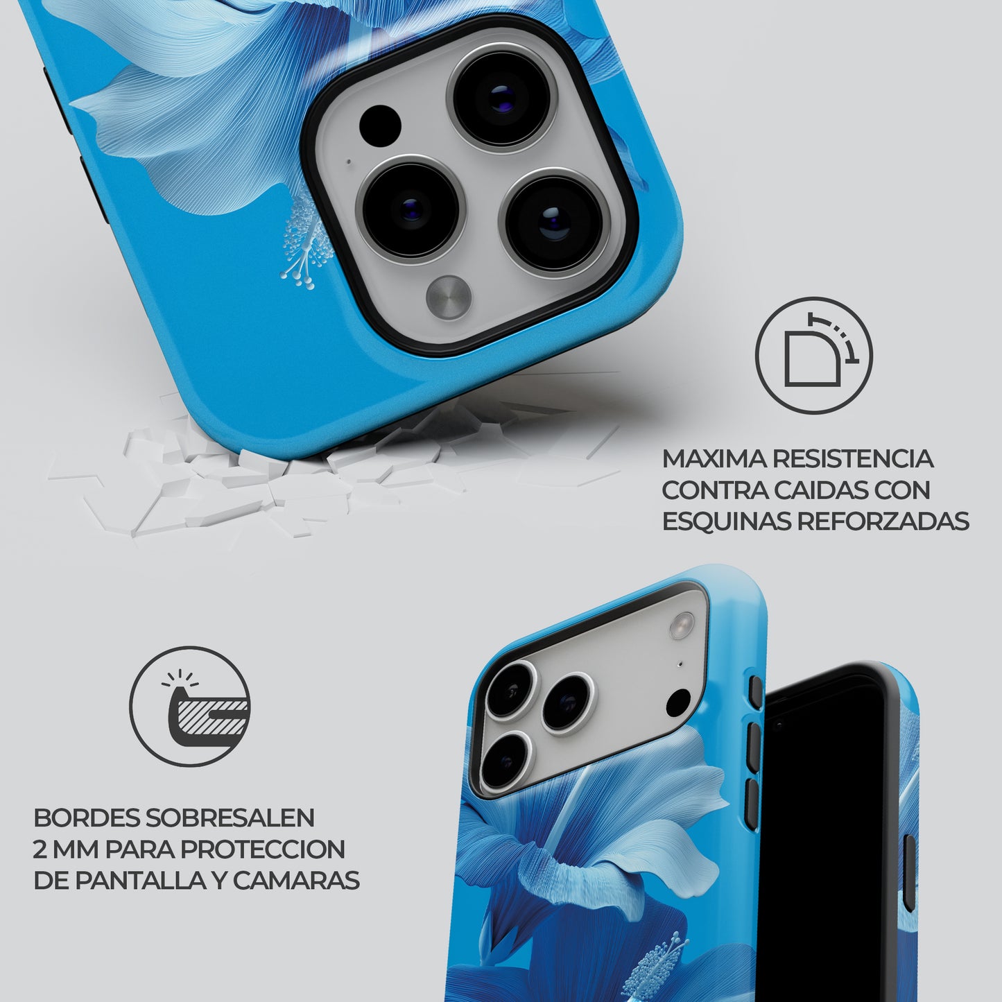 Carcasa Tropical Blue Funda de Doble Capa de Máxima protección.