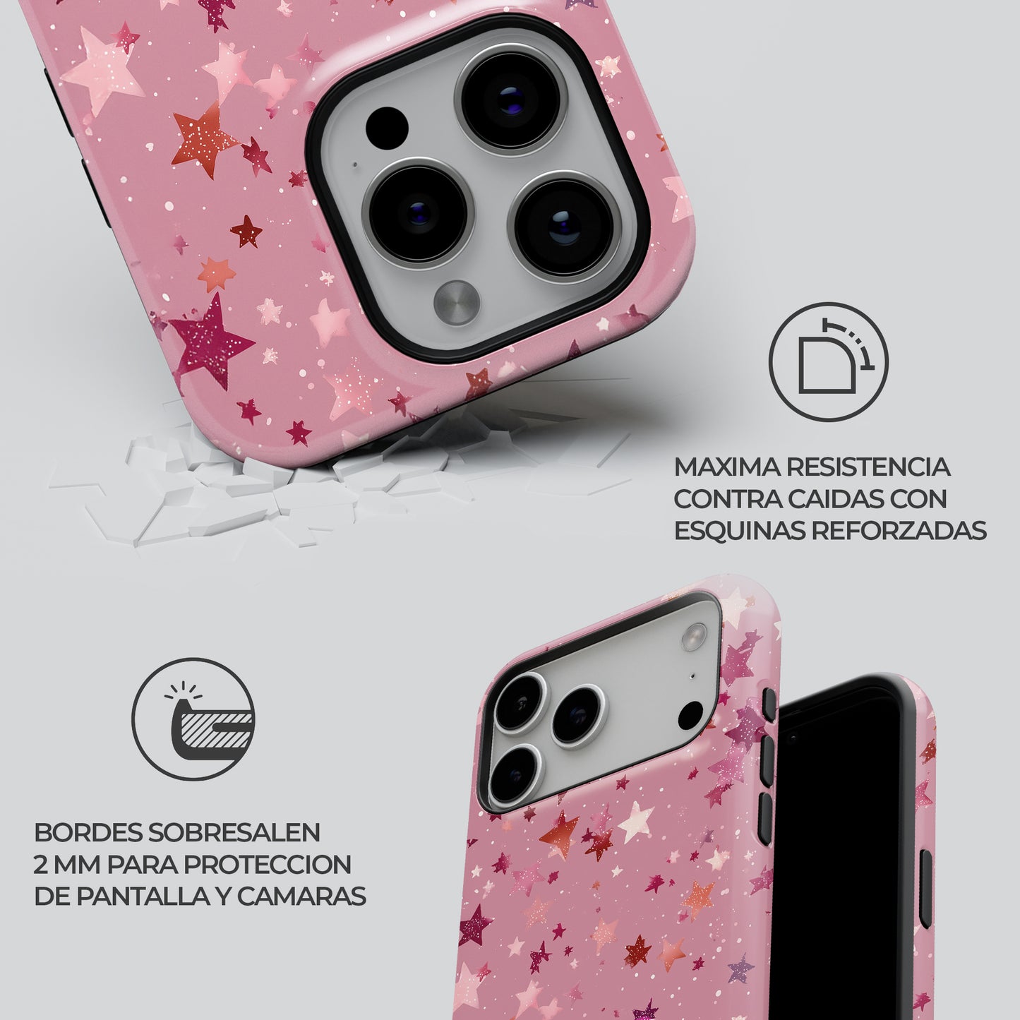 Carcasa Pink Confetti Funda de Doble Capa de Máxima protección.
