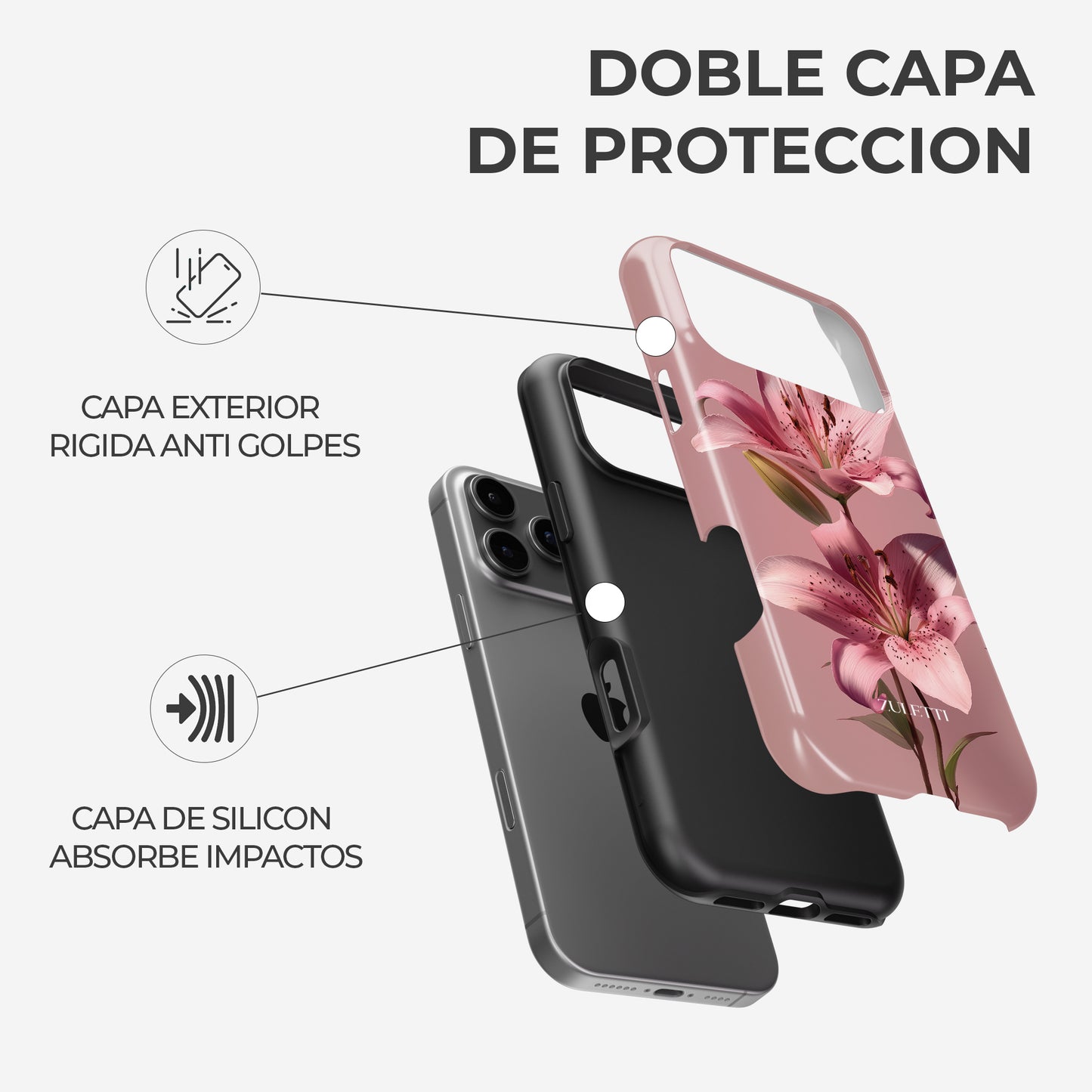 Carcasa Pink Lily Funda de Doble Capa de Máxima protección.