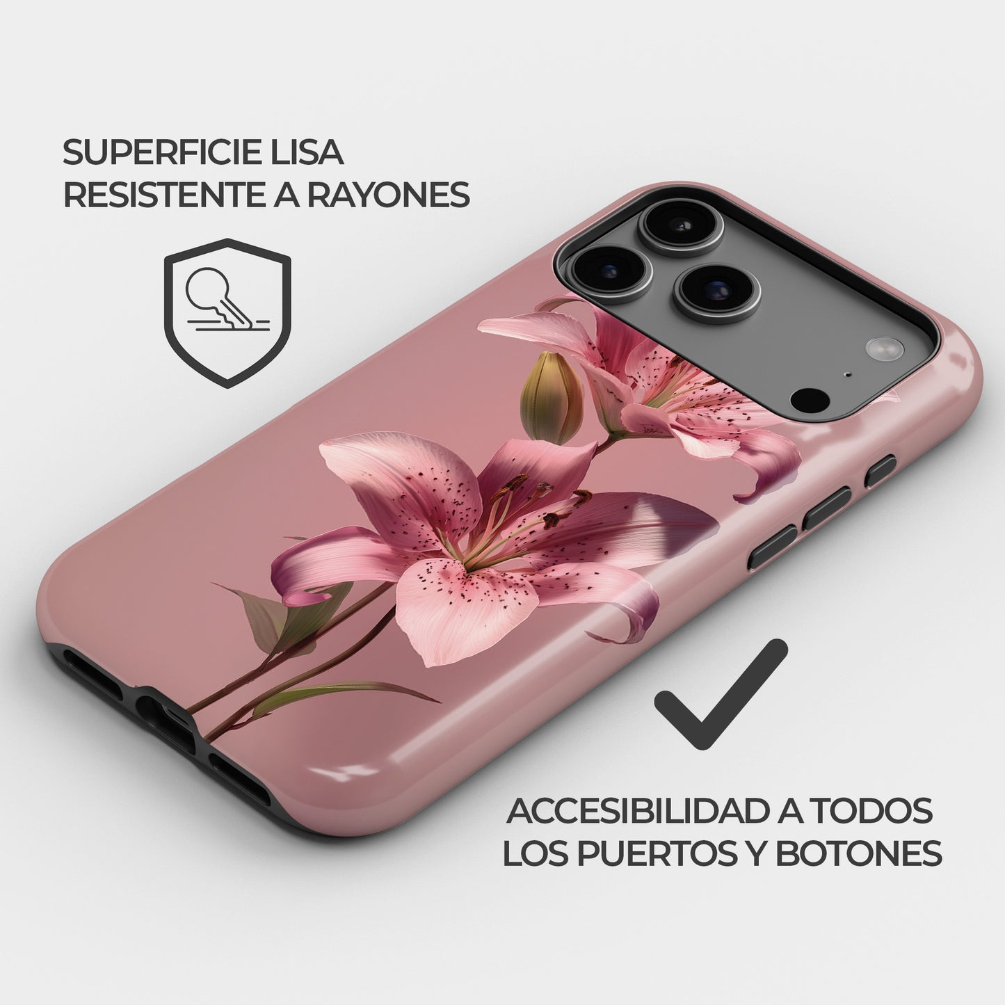 Carcasa Pink Lily Funda de Doble Capa de Máxima protección.