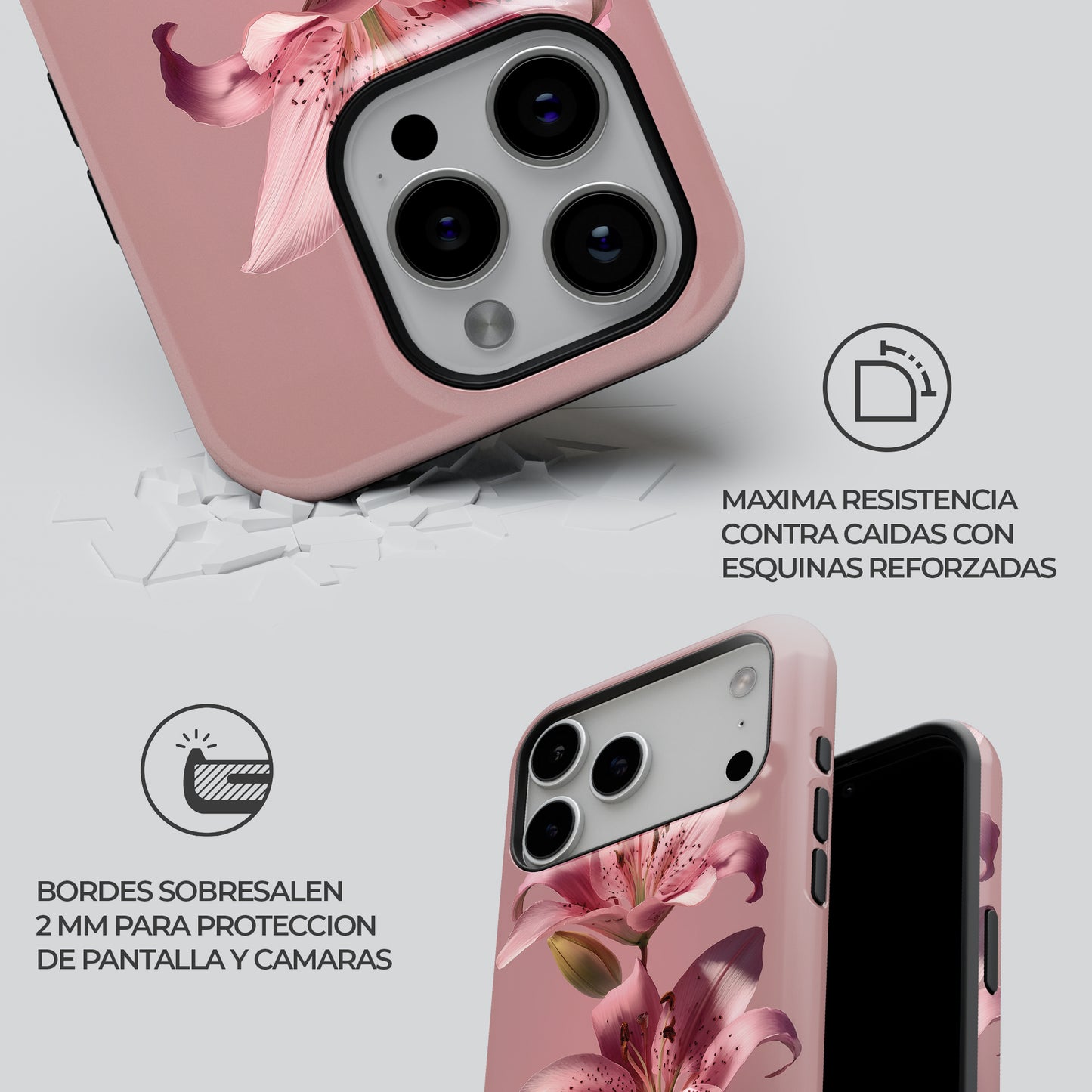 Carcasa Pink Lily Funda de Doble Capa de Máxima protección.