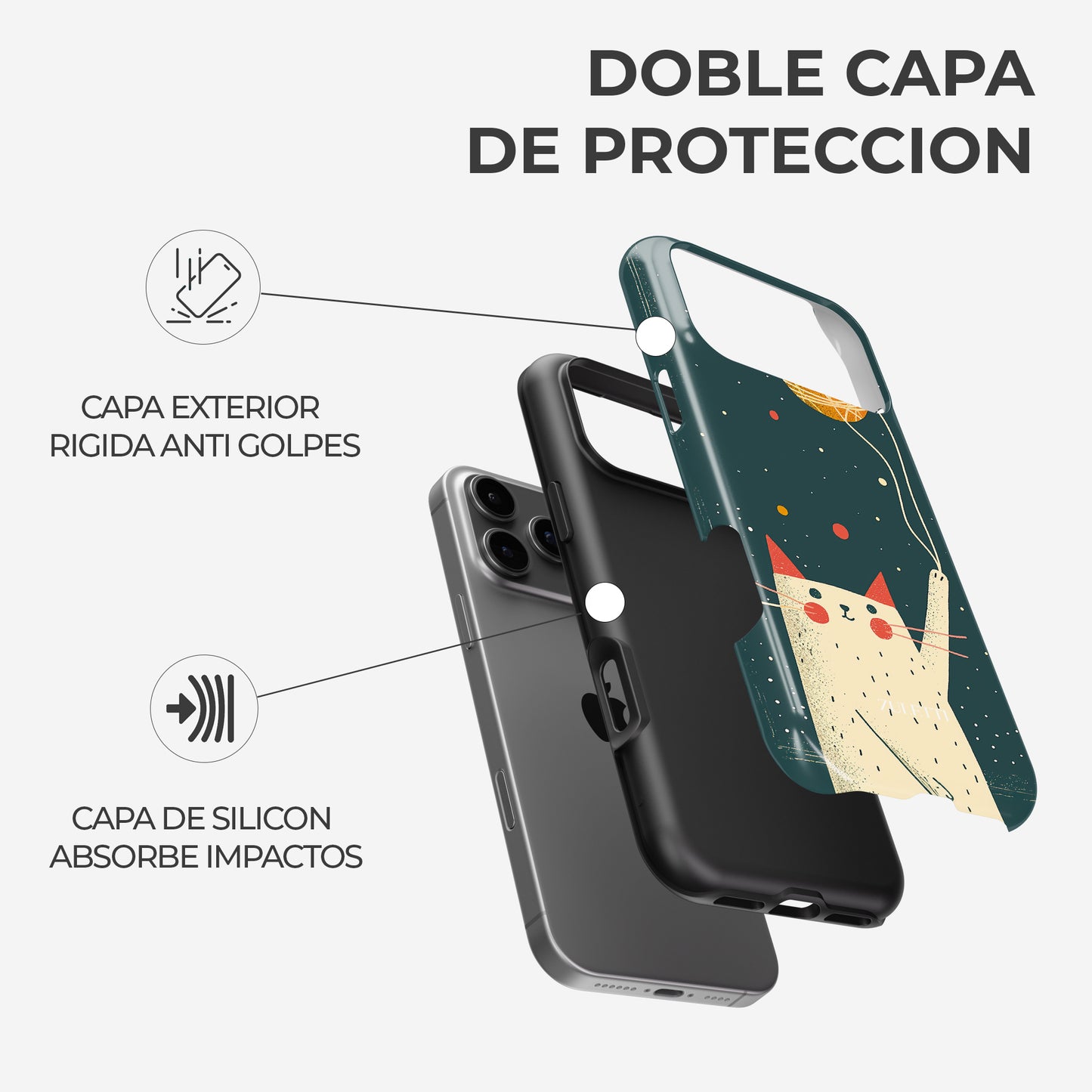 Carcasa Cozy Kitty Funda de Doble Capa de Máxima protección.