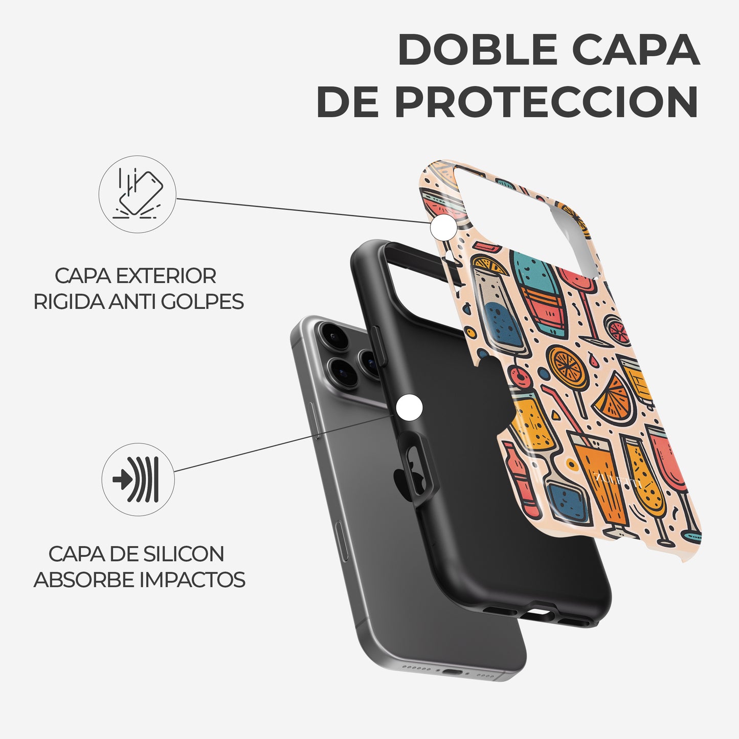 Carcasa Cocktail Pop Funda de Doble Capa de Máxima protección.