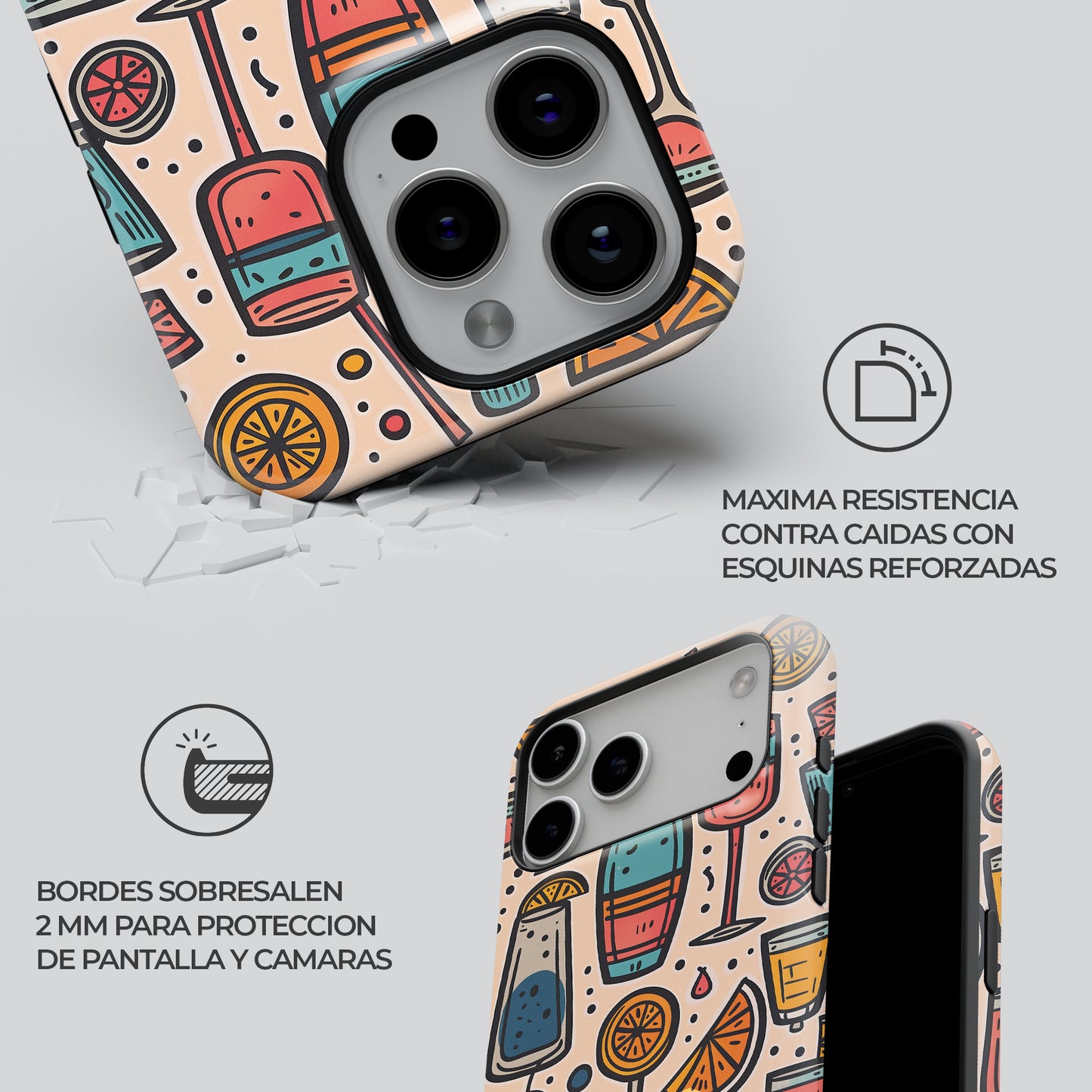 Carcasa Cocktail Pop Funda de Doble Capa de Máxima protección.