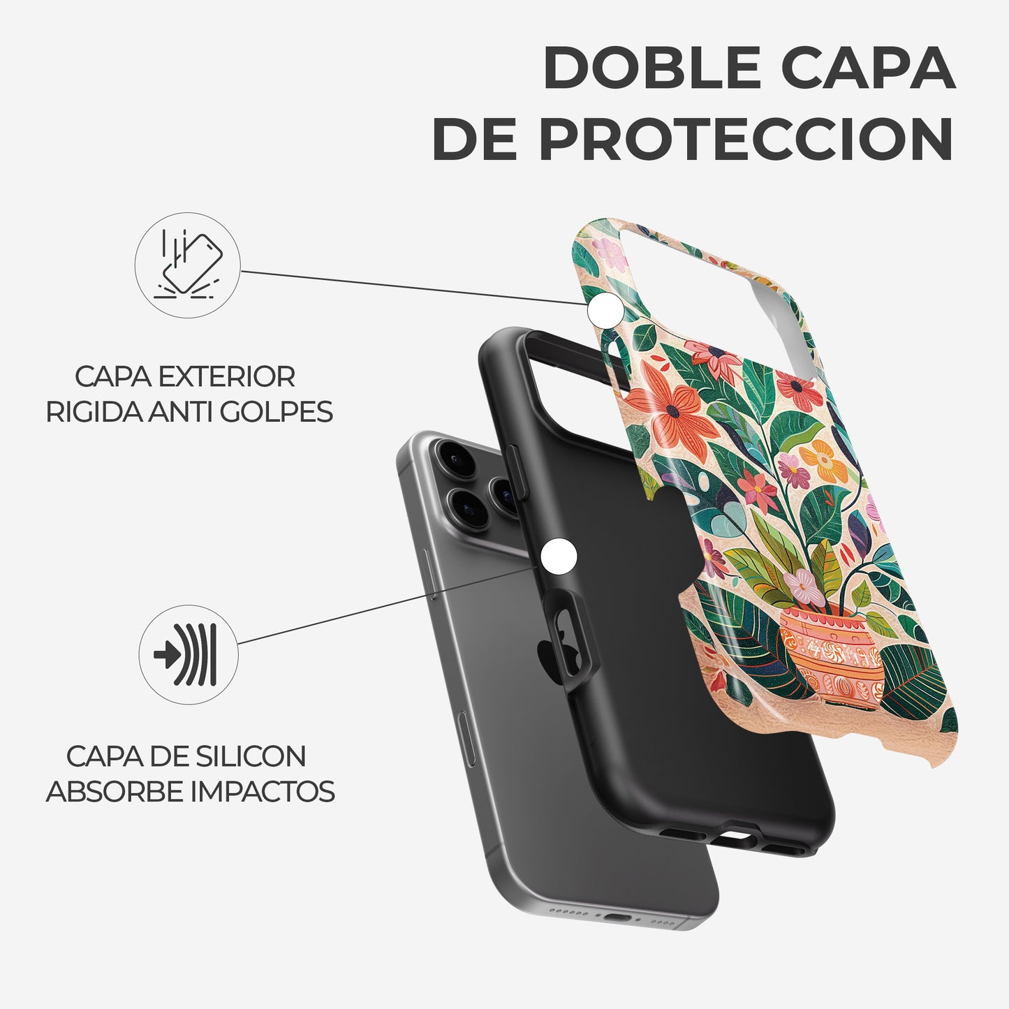 Carcasa Folk Garden Funda de Doble Capa de Máxima protección.