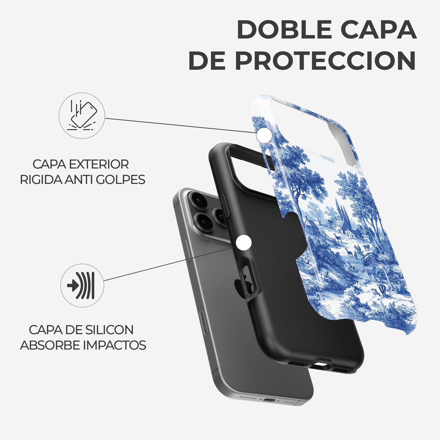 Carcasa Toile Chic Funda de Doble Capa de Máxima protección.