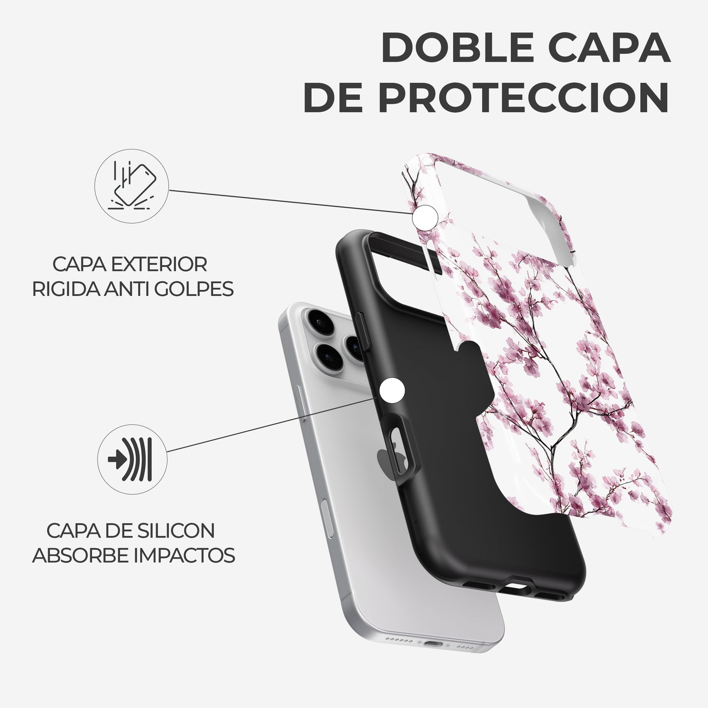 Carcasa Sakura Dream Funda de Doble Capa de Máxima protección.
