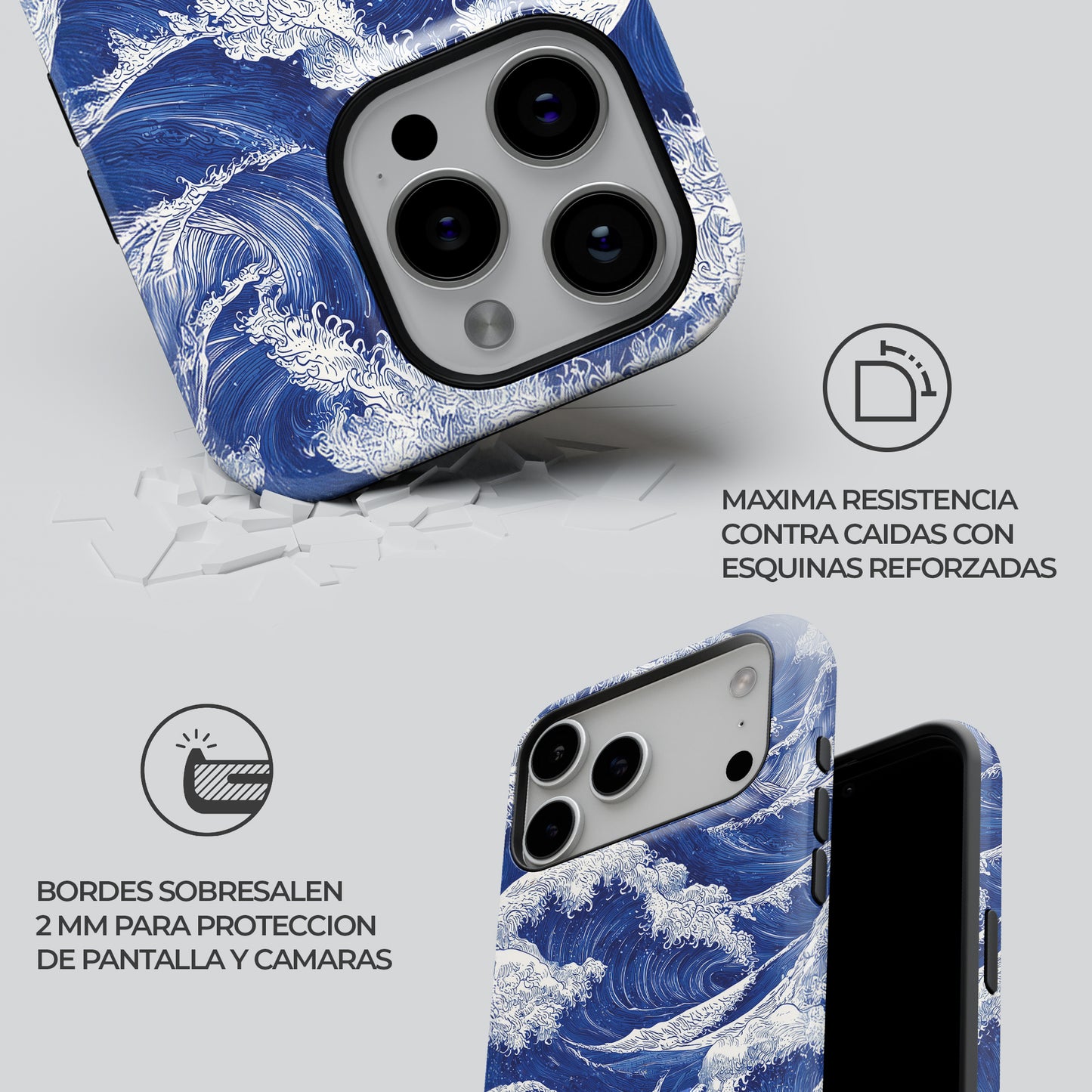 Carcasa Wave Art Funda de Doble Capa de Máxima protección.