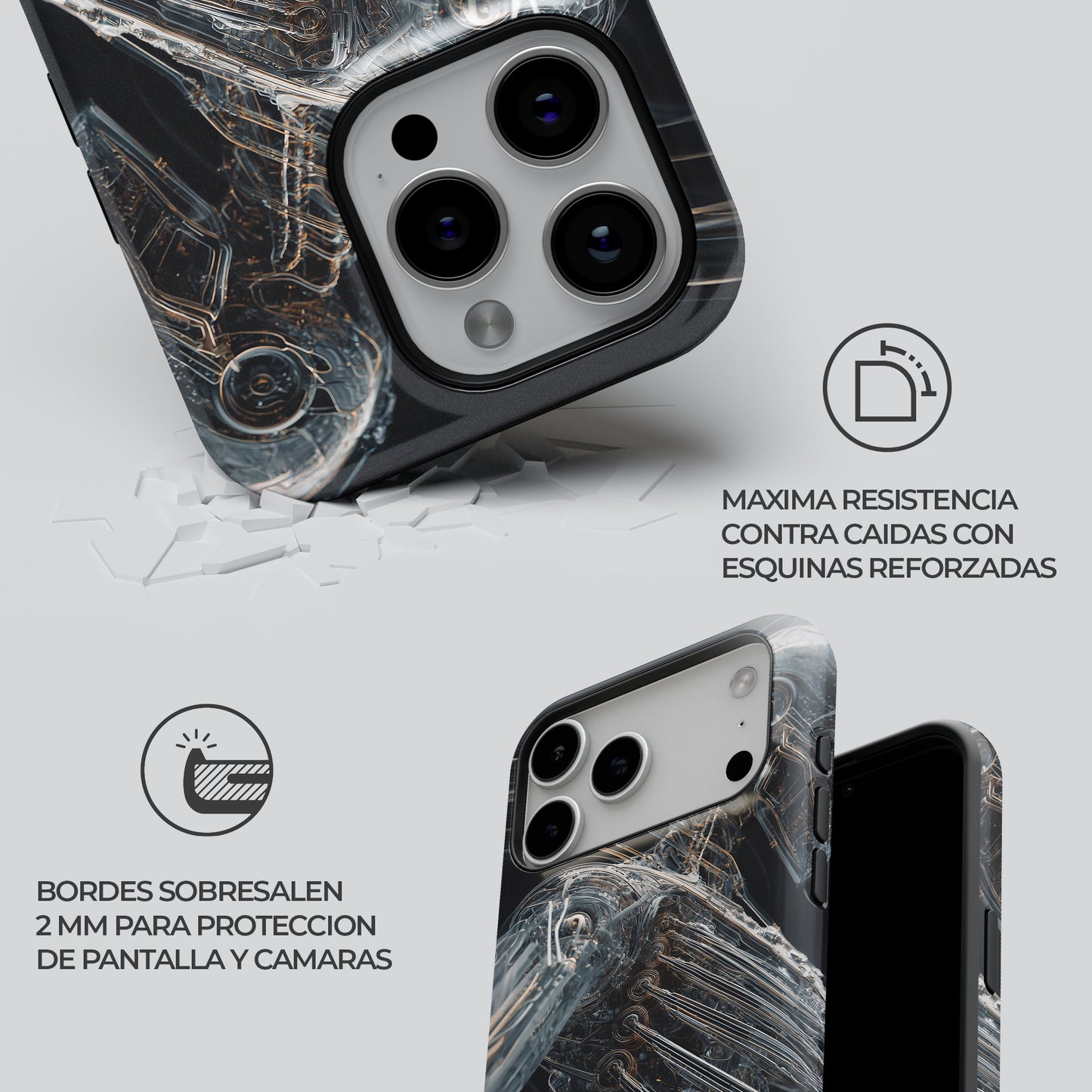Carcasa Cyborg Wireframe Funda de Doble Capa de Máxima protección.