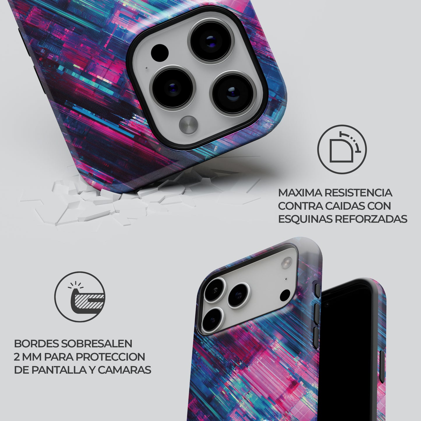 Carcasa Glitch Rave Funda de Doble Capa de Máxima protección.