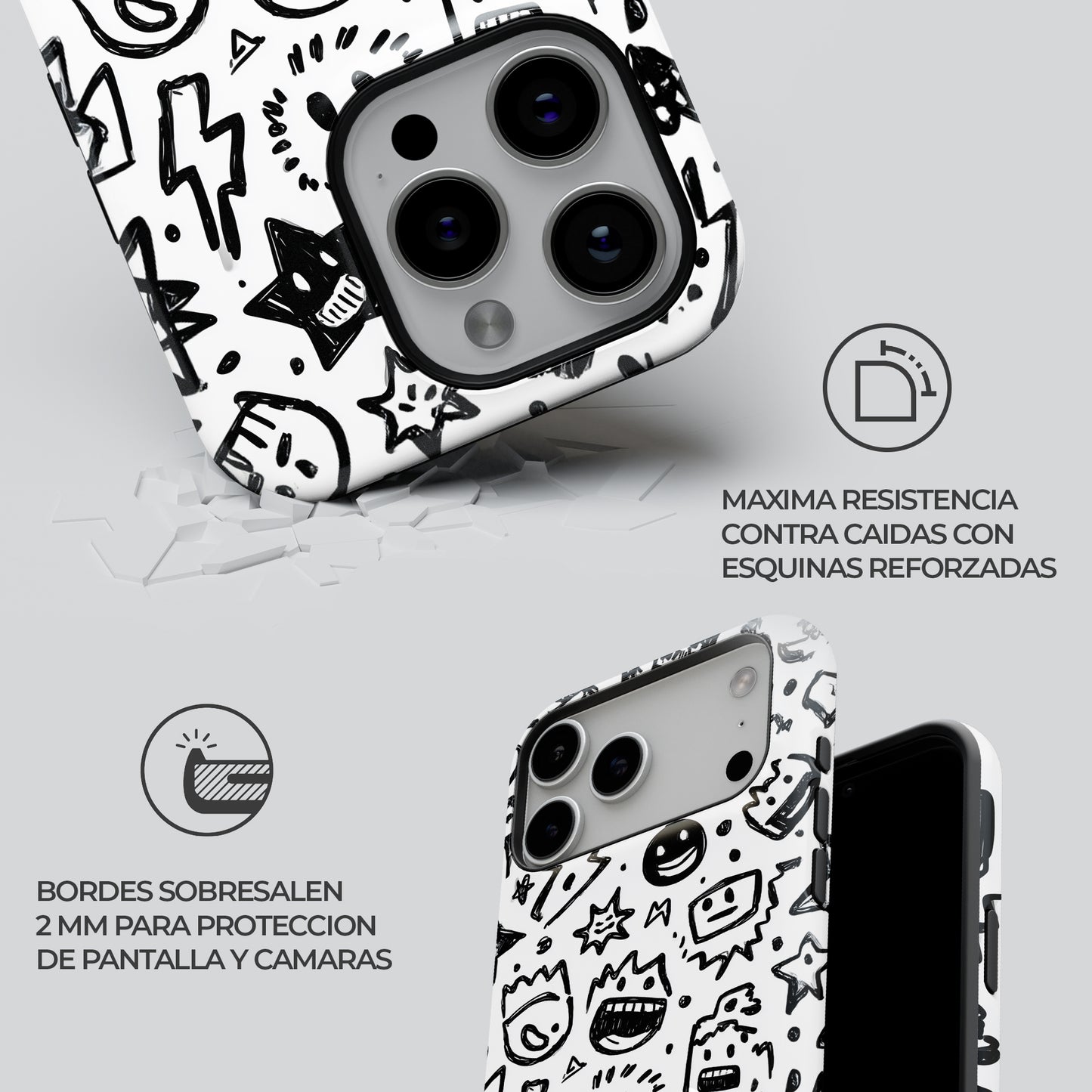 Carcasa Doodle Chaos Funda de Doble Capa de Máxima protección.