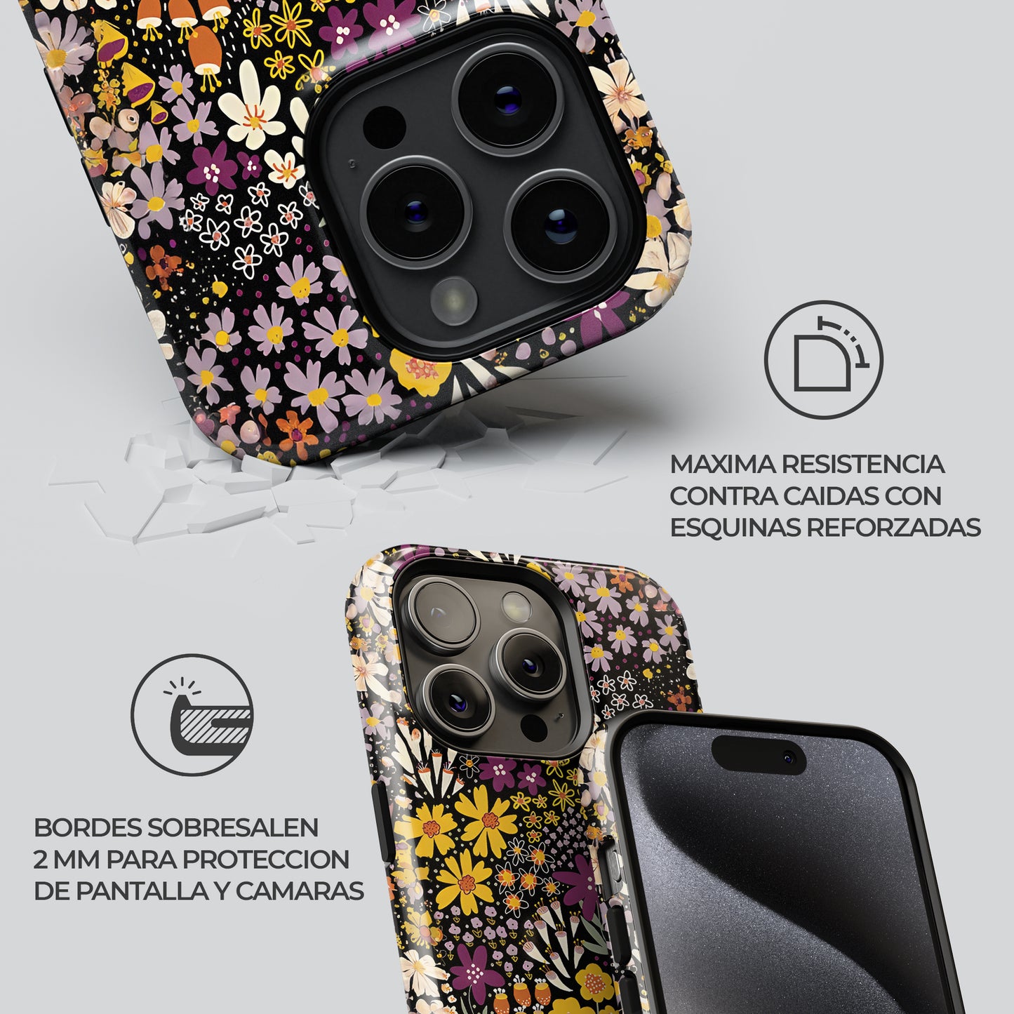 Carcasa Floral Jardín Encantado Funda de Doble Capa de Máxima protección