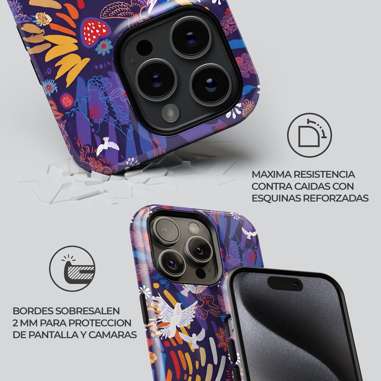Carcasa Morada Encanto Aviar Funda de Doble Capa de Máxima protección