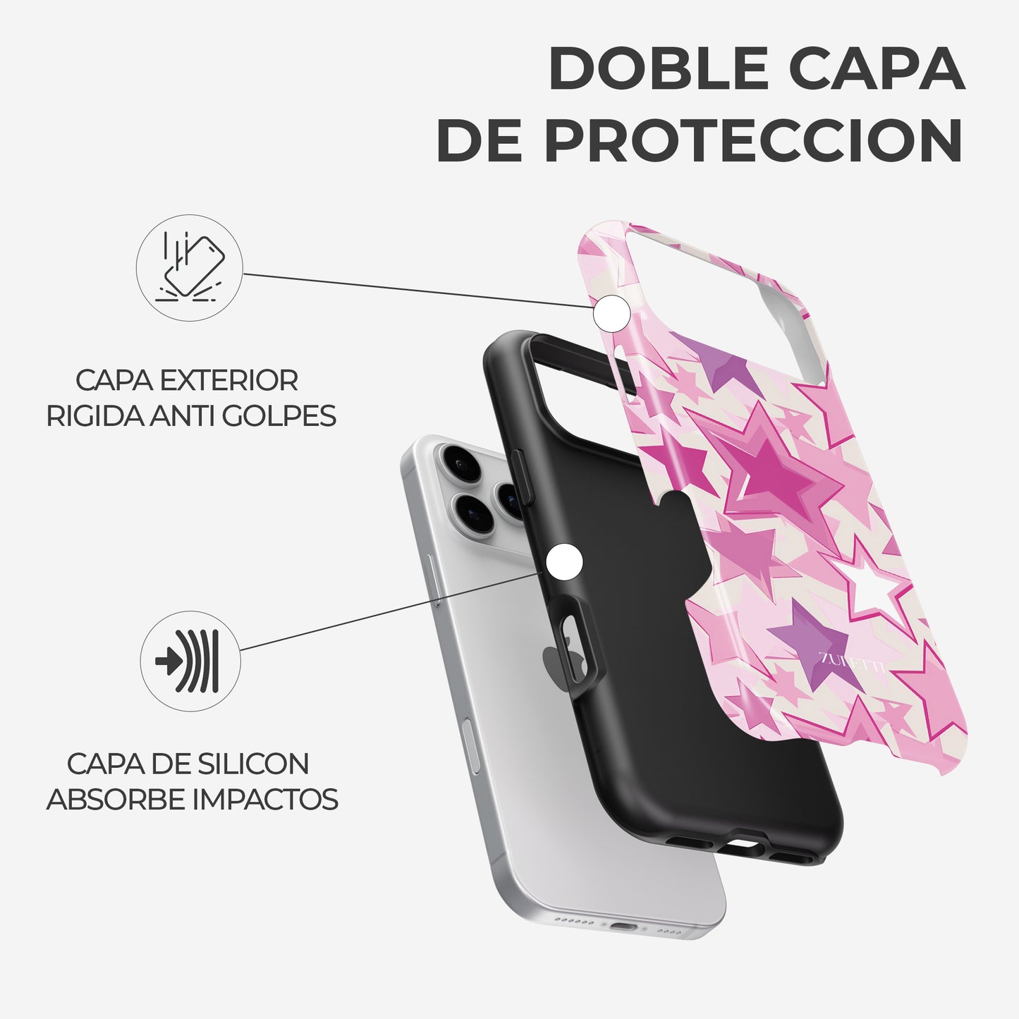 Carcasa Pink Stardust Glow Funda de Doble Capa de Máxima protección