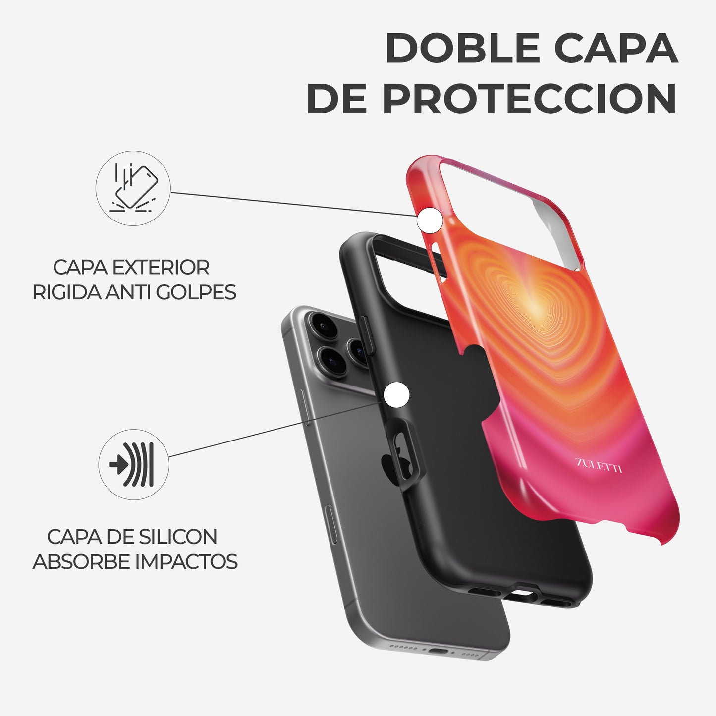Carcasa Radiant Heart Blaze Funda de Doble Capa de Máxima protección