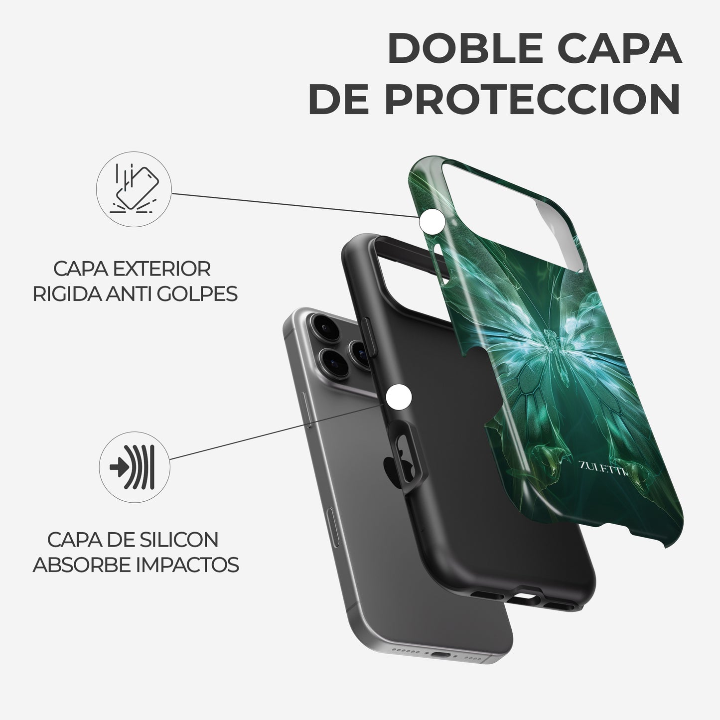 Carcasa Mystic Emerald Flutter Funda de Doble Capa de Máxima protección