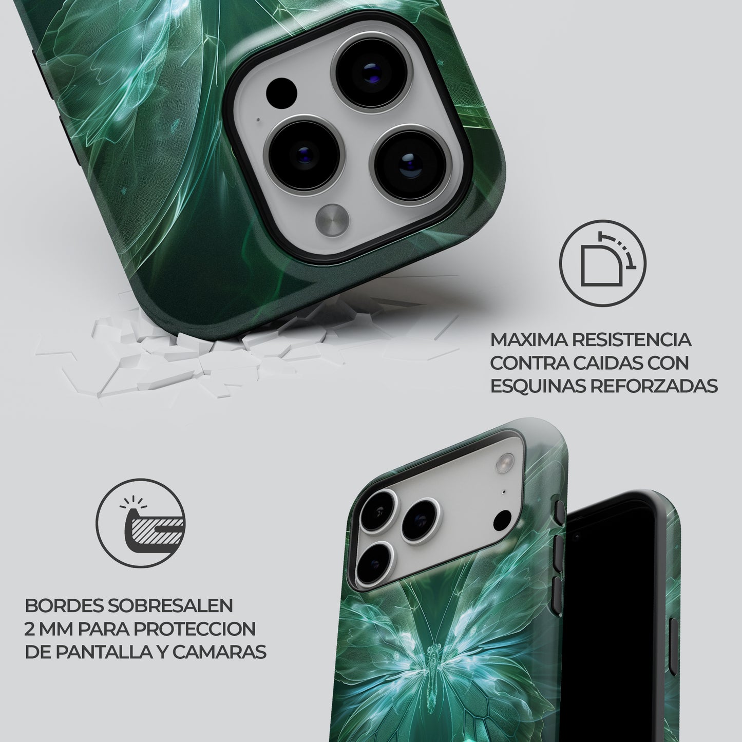Carcasa Mystic Emerald Flutter Funda de Doble Capa de Máxima protección