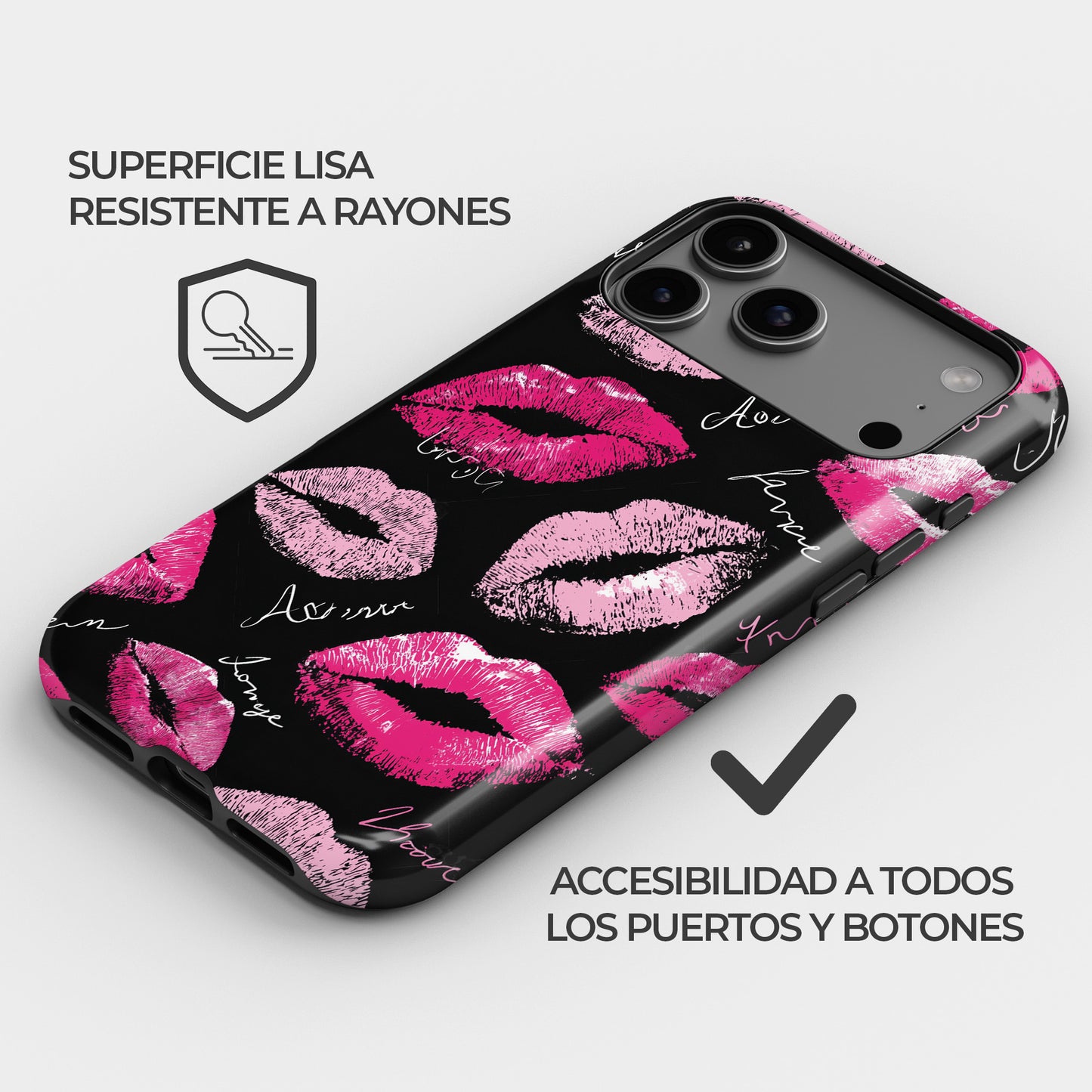 Carcasa Sassy Pink Kisses Funda de Doble Capa de Máxima protección