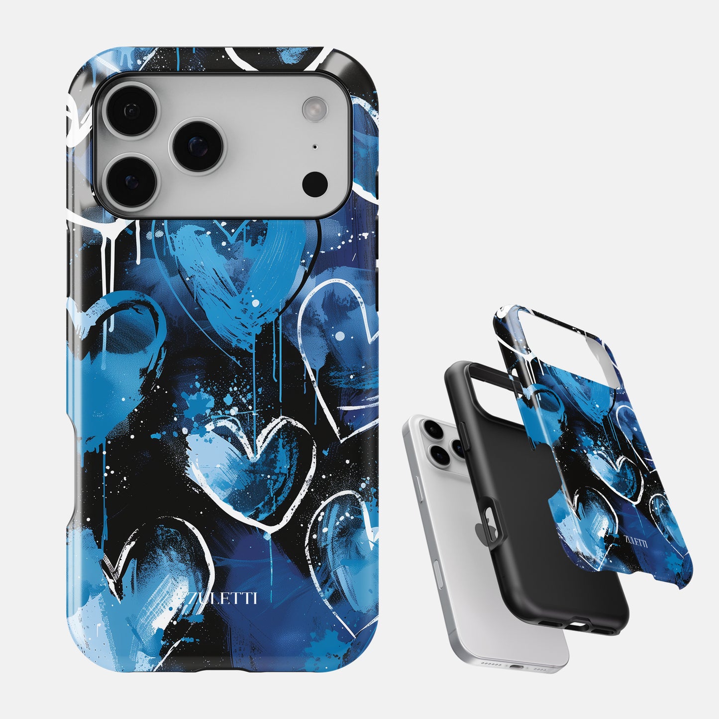 Carcasa Dripping Blue Hearts Funda de Doble Capa de Máxima protección.