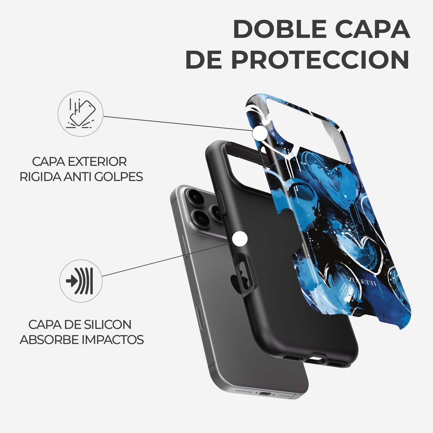 Carcasa Dripping Blue Hearts Funda de Doble Capa de Máxima protección.