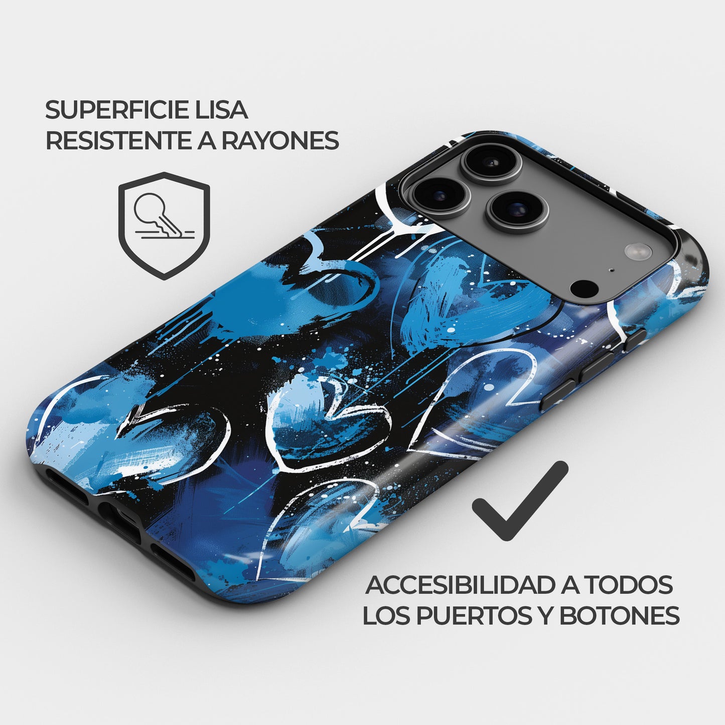 Carcasa Dripping Blue Hearts Funda de Doble Capa de Máxima protección.