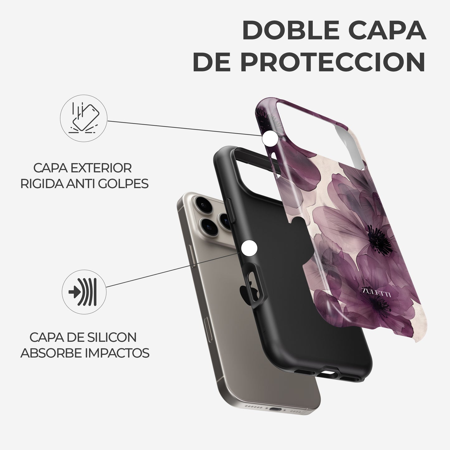 Carcasa Ethereal Purple Blooms Funda de Doble Capa de Máxima protección.
