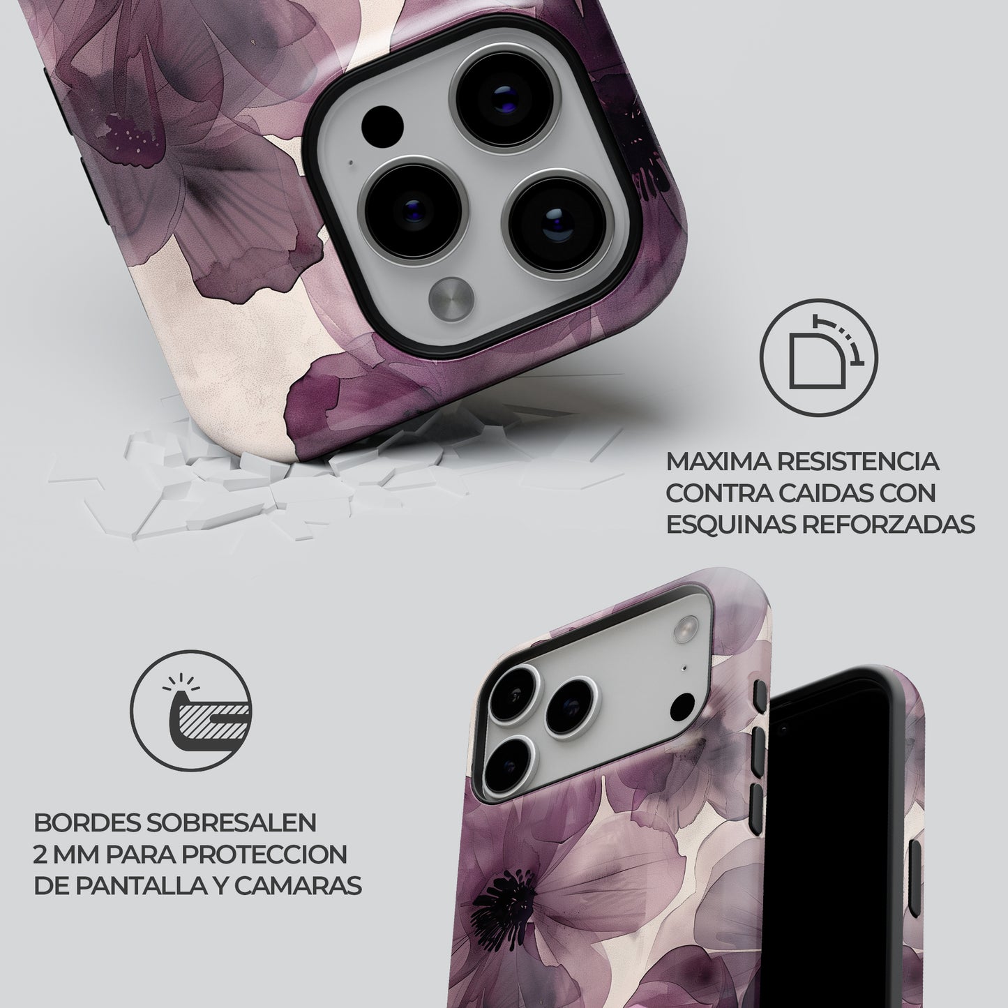 Carcasa Ethereal Purple Blooms Funda de Doble Capa de Máxima protección.