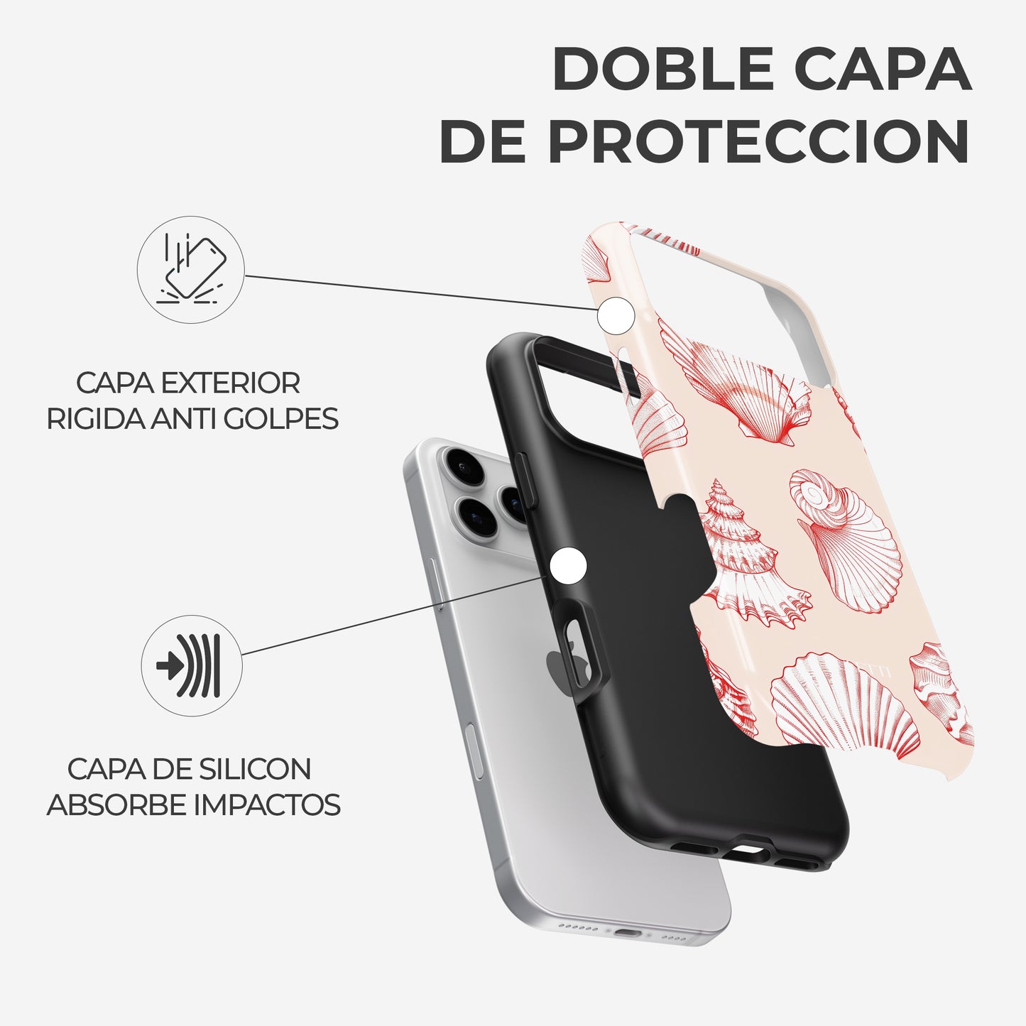 Carcasa Neon Coral Splash Funda de Doble Capa de Máxima protección.