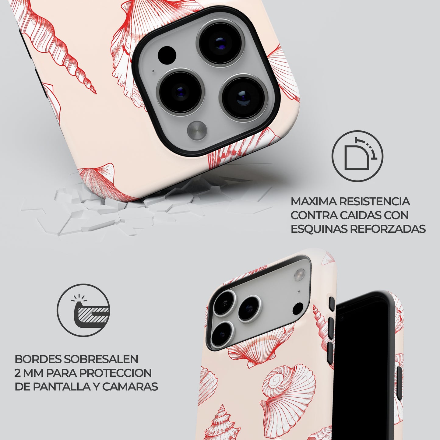 Carcasa Neon Coral Splash Funda de Doble Capa de Máxima protección.