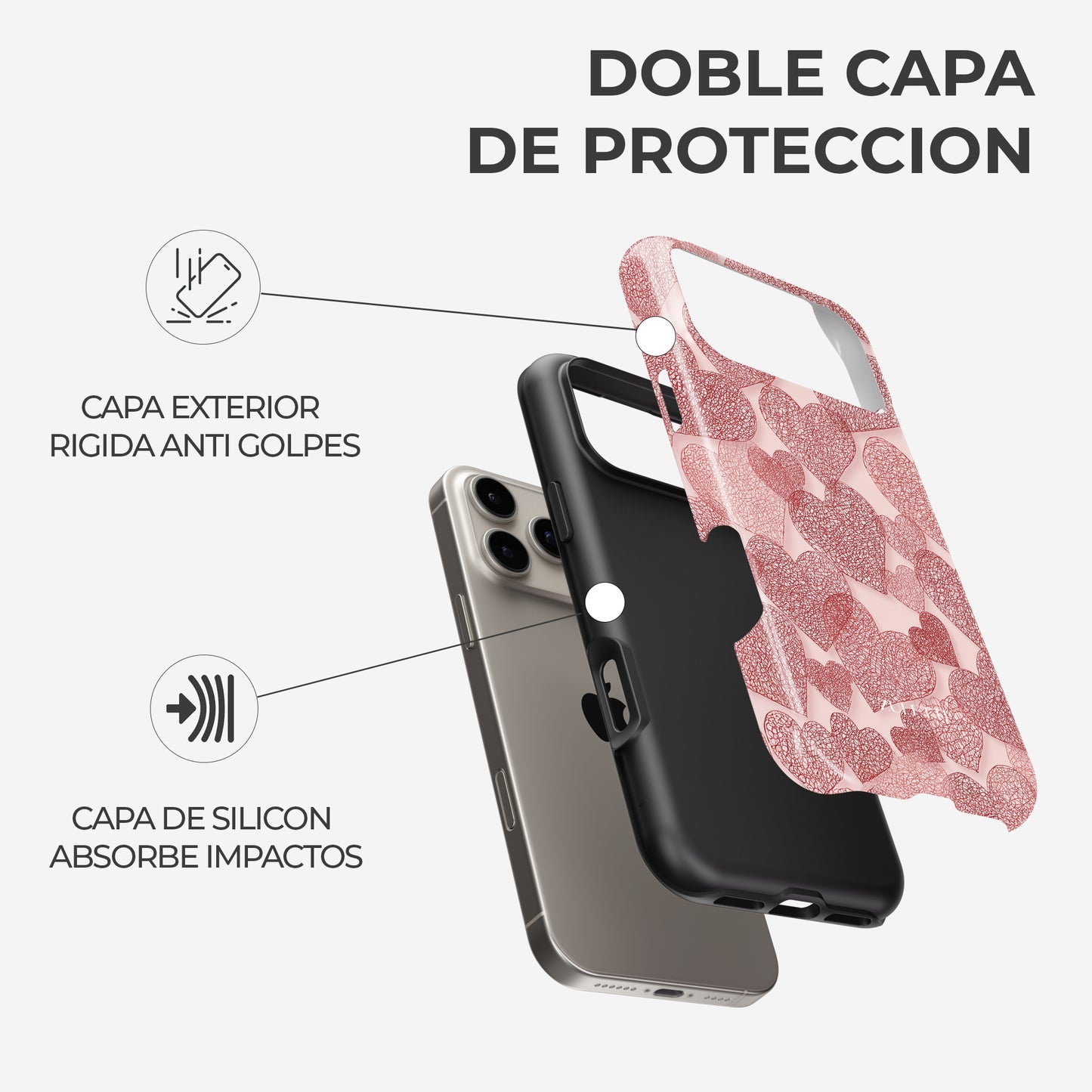 Carcasa Woven Heart Funda de Doble Capa de Máxima protección.