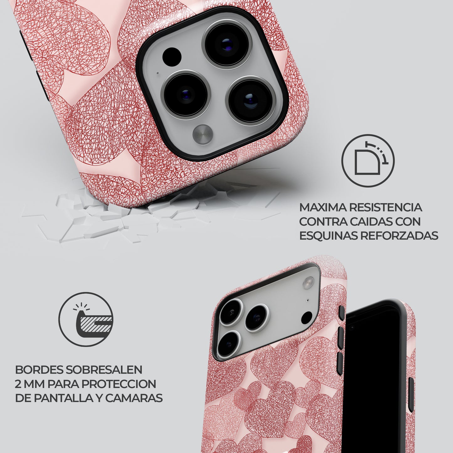 Carcasa Woven Heart Funda de Doble Capa de Máxima protección.