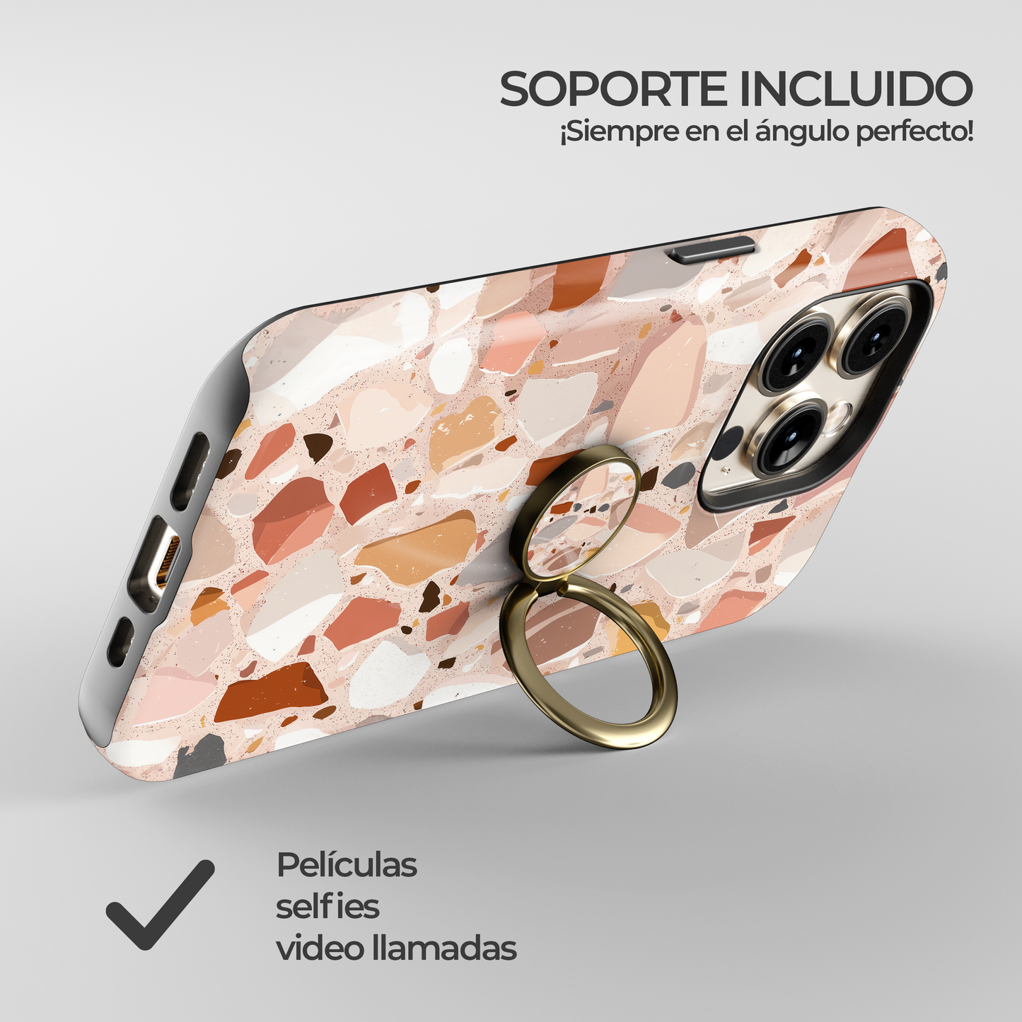 Soporte de anillo para celular Terrazzo Chic