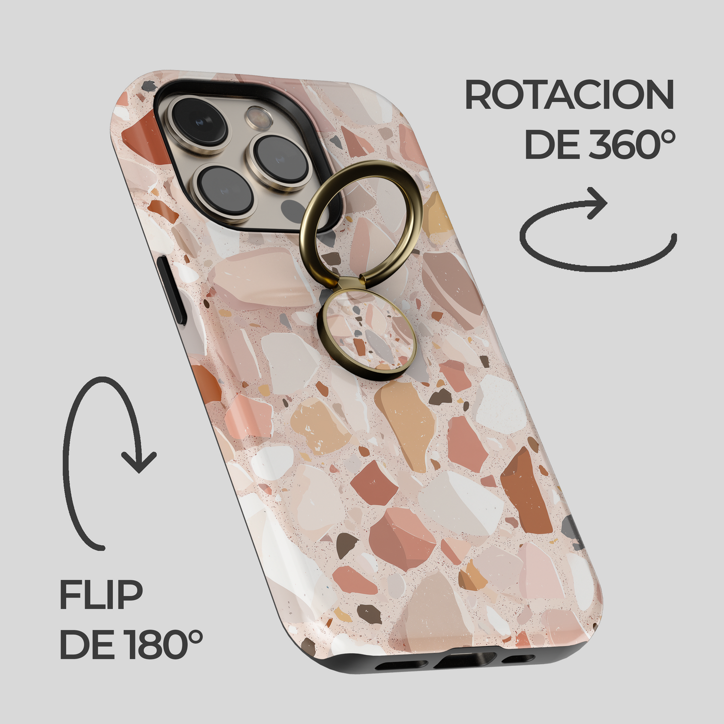 Soporte de anillo para celular Terrazzo Chic