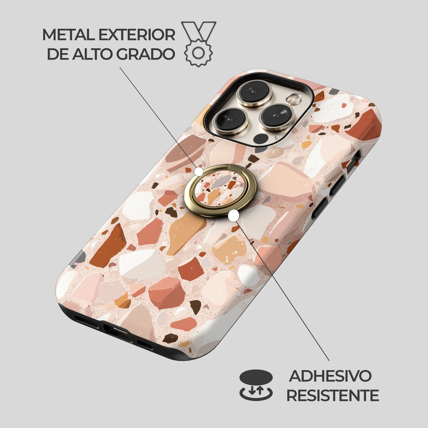 Soporte de anillo para celular Terrazzo Chic