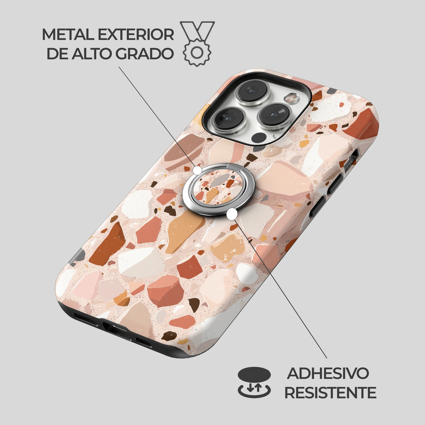Soporte de anillo para celular Terrazzo Chic