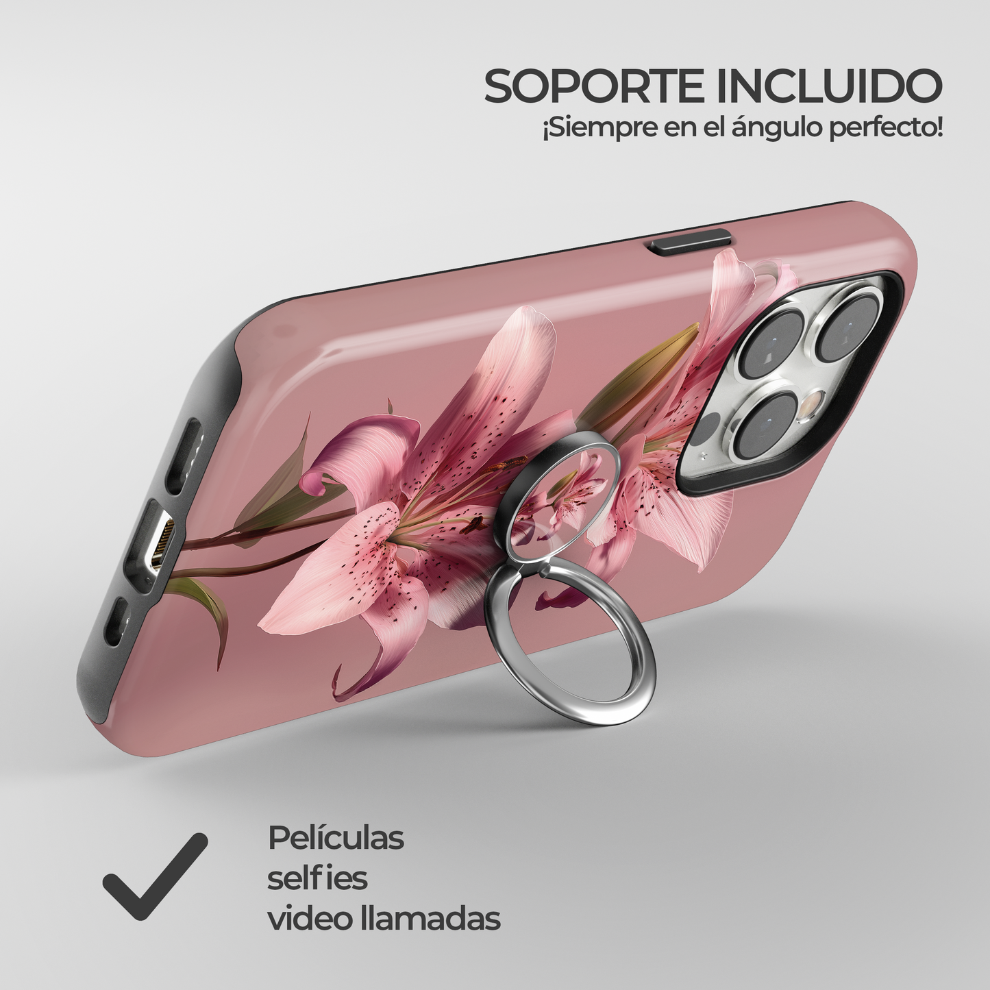 Soporte de anillo para celular Pink Lily