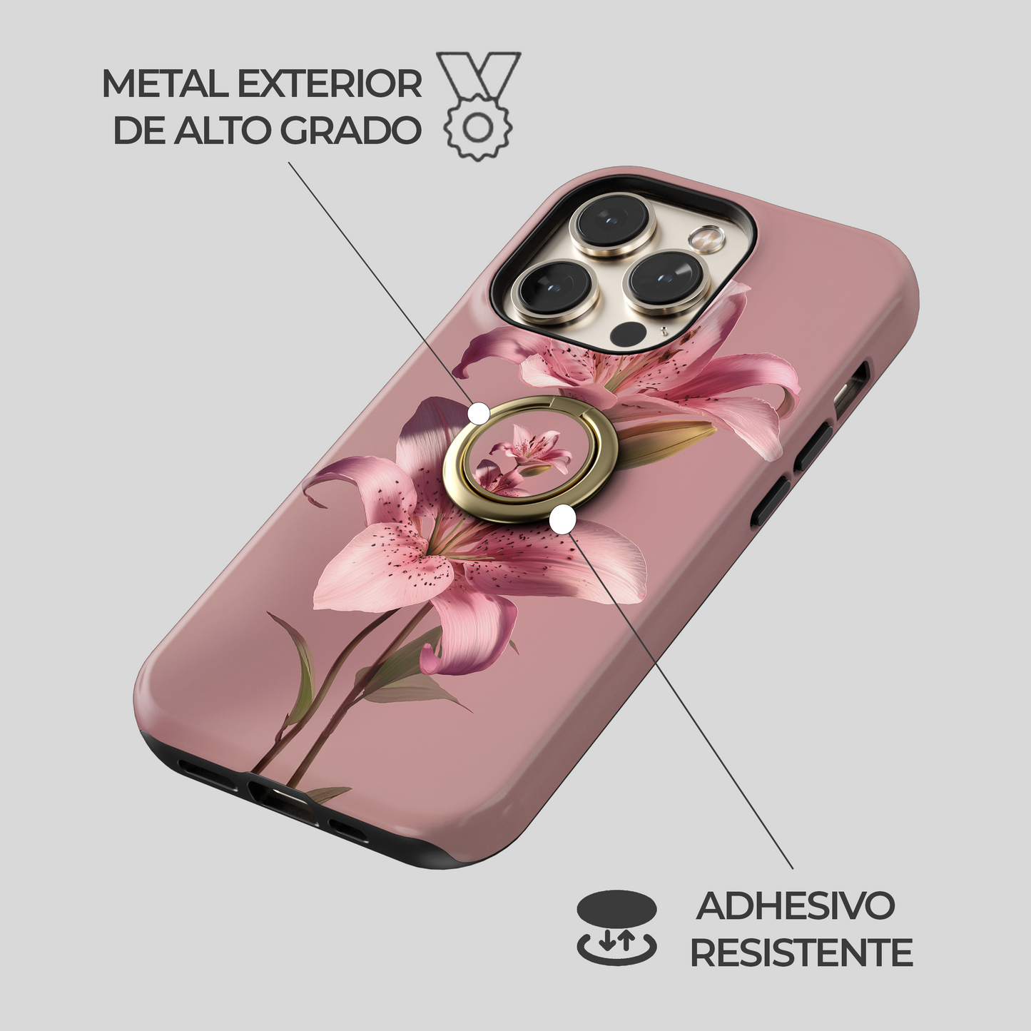 Soporte de anillo para celular Pink Lily
