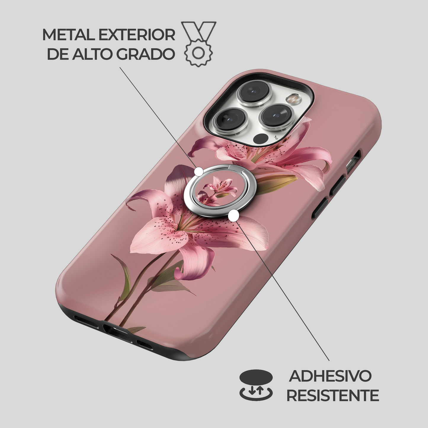 Soporte de anillo para celular Pink Lily