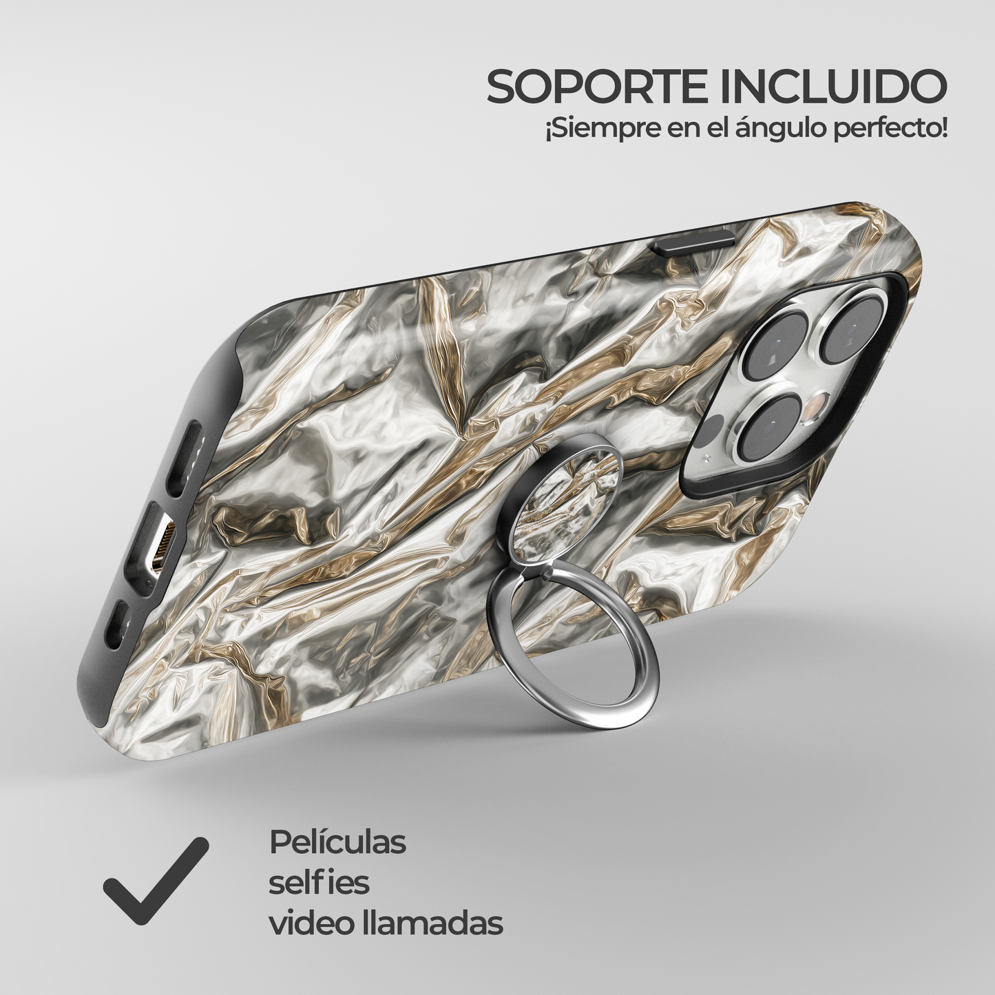 Soporte de anillo para celular Liquid Foil