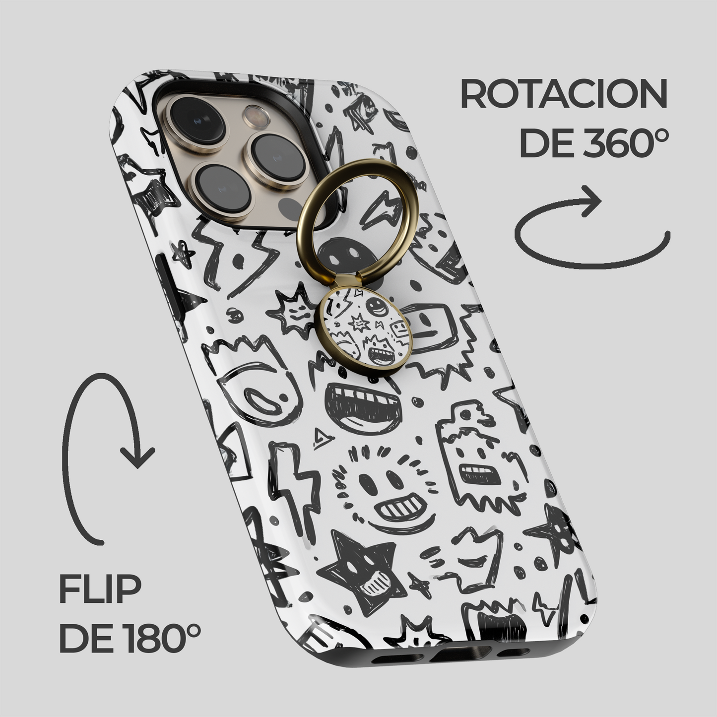 Soporte de anillo para celular Doodle Chaos