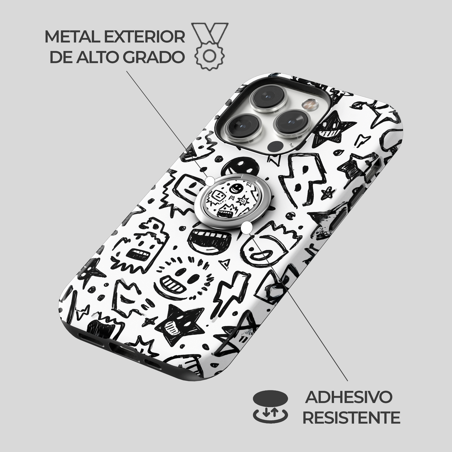 Soporte de anillo para celular Doodle Chaos